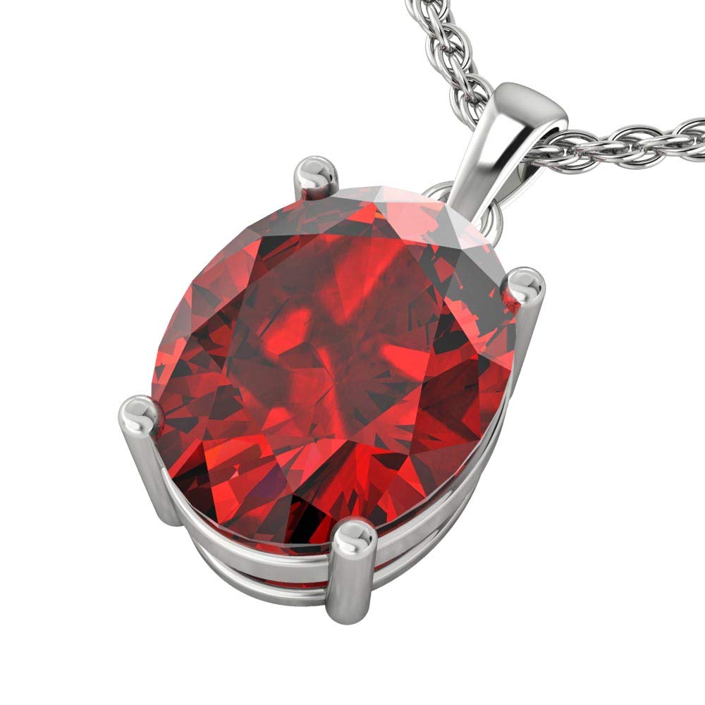 14K Yellow Gold/White Gold Pendant Necklace for Women with 7mm Oval Birthstone Gemstone - 18