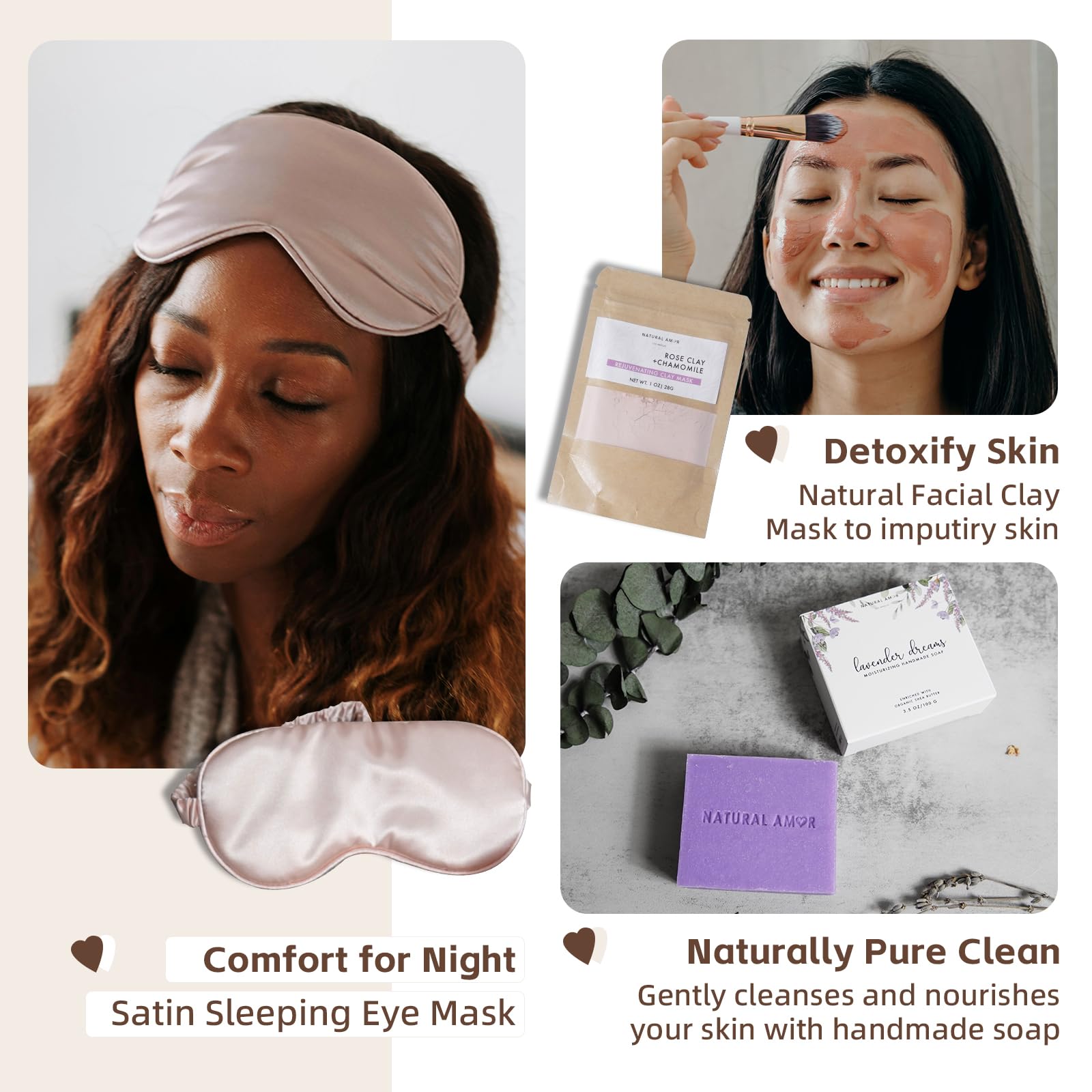 Natural Amor Handmade Spa Gift Set - 5 Piece Relaxing Skin Care Set for Women | Organic Self-Care Kit with Bath Salts, Body Butter & More | Perfect Birthday, Mother's Day & Holiday Gift | Ideal for Home Spa Nights, Pampering Sessions & Stress Relief