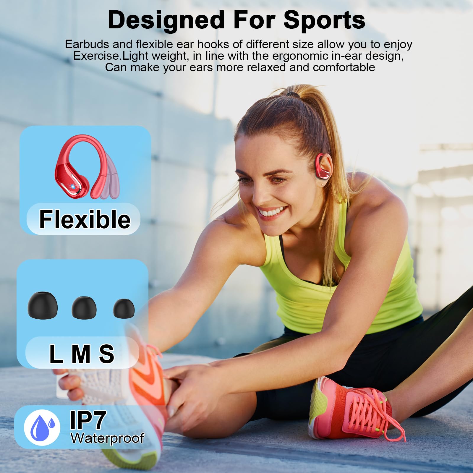 2024 Wireless Bluetooth 5.3 Earbuds with ENC Noise Cancellation Mic, Sport Headphones for Running & Workout, Dual LED Display - Perfect for Gym, Jogging and Outdoor Activities