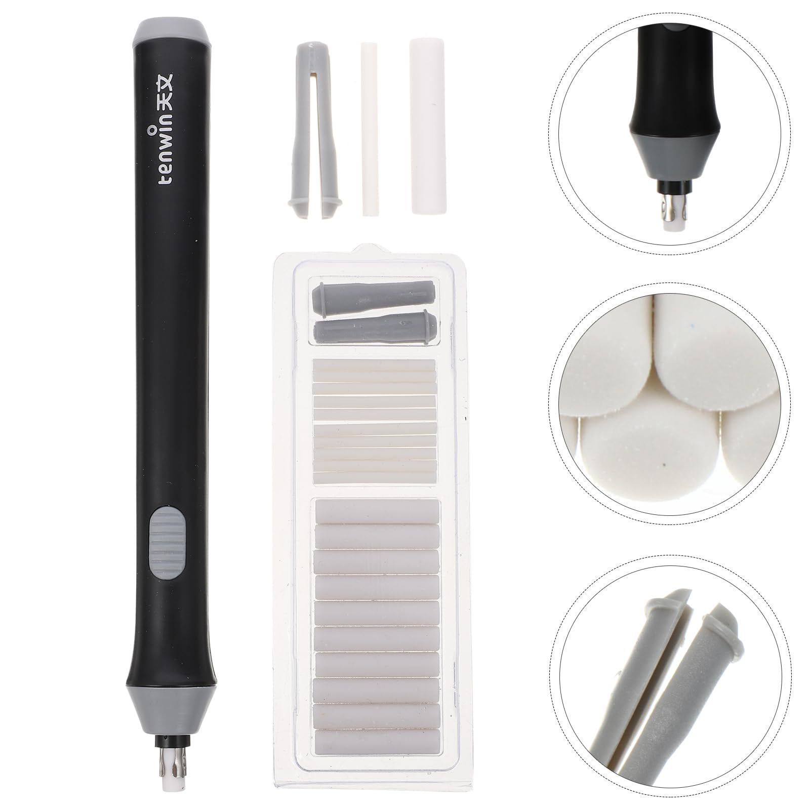 Operitacx Electric Eraser Set with 10 Refills - Battery-Free Precision Eraser for Artists, Sketching, Drawing & Painting - Perfect for Detailed Artwork and Professional Sketching Tools