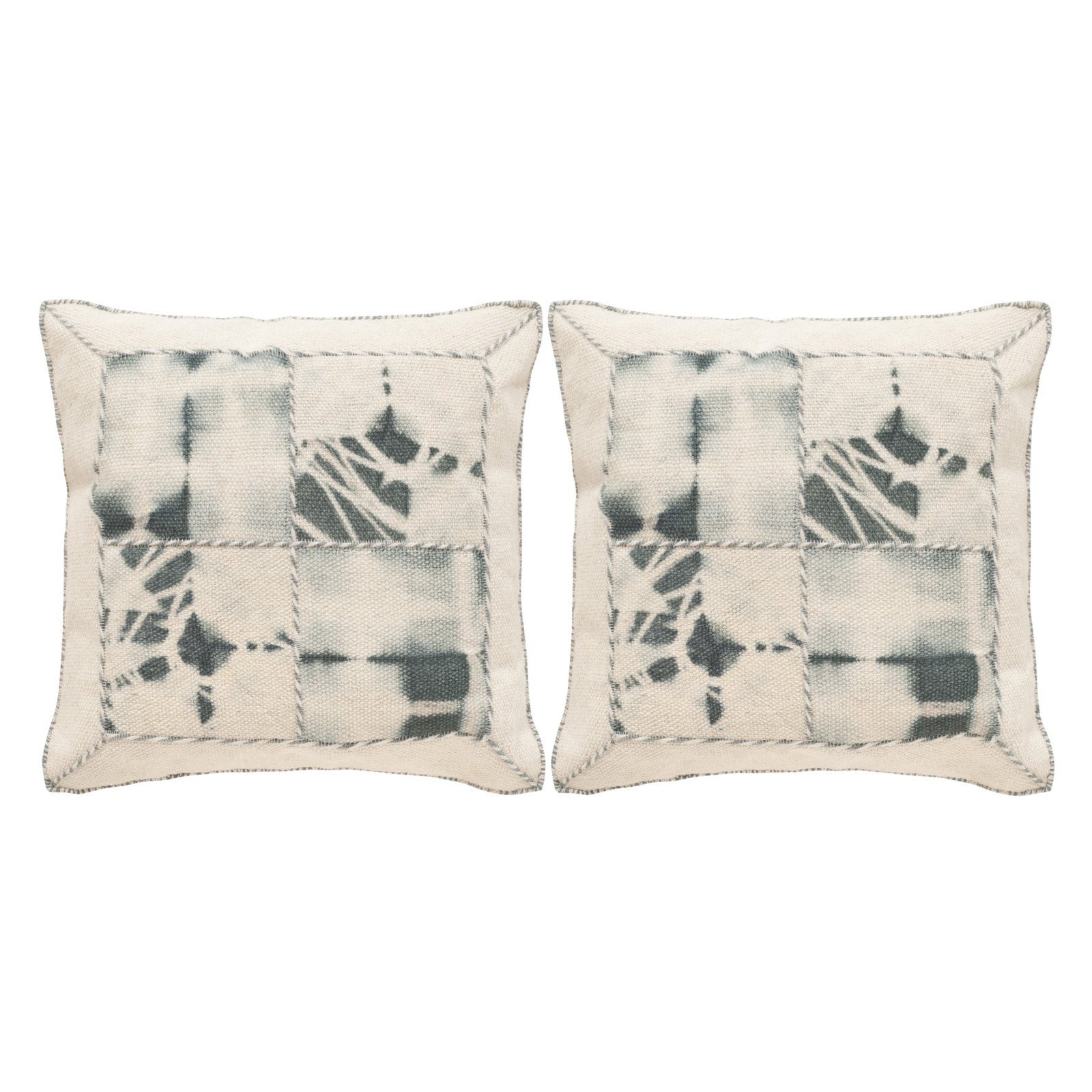 SAFAVIEH Dip-Dye Quartre Patch Navy Throw Pillows 20-Inch Set of 2 - Decorative Couch Pillows for Living Room, Bedroom & Sofa Accent