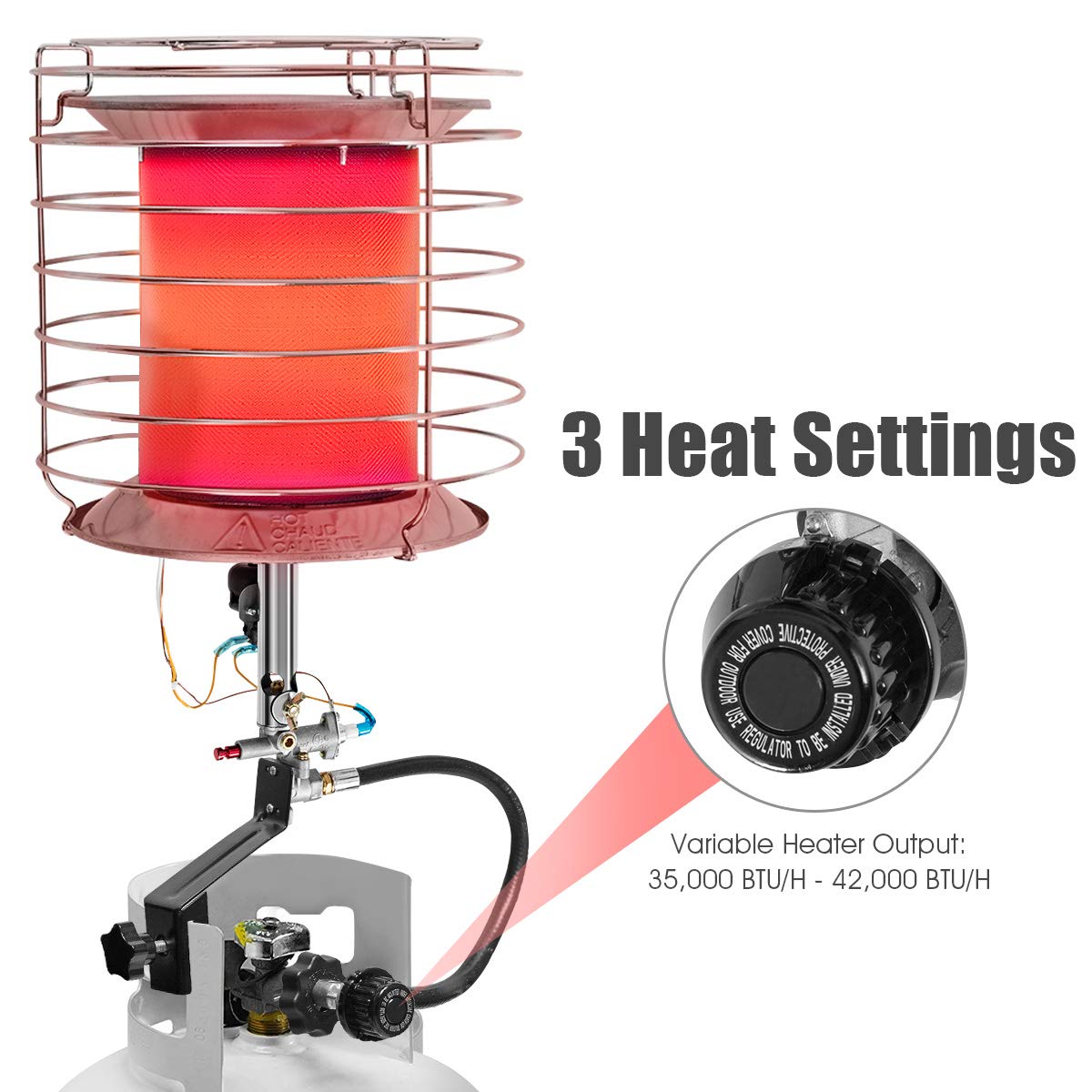 COSTWAY 42,000 BTU Portable Propane Heater with Auto Shut-Off & 360° Heat - Indoor/Outdoor Use for Patio, Garage, Camping & Workspaces | Safe Heating Solution