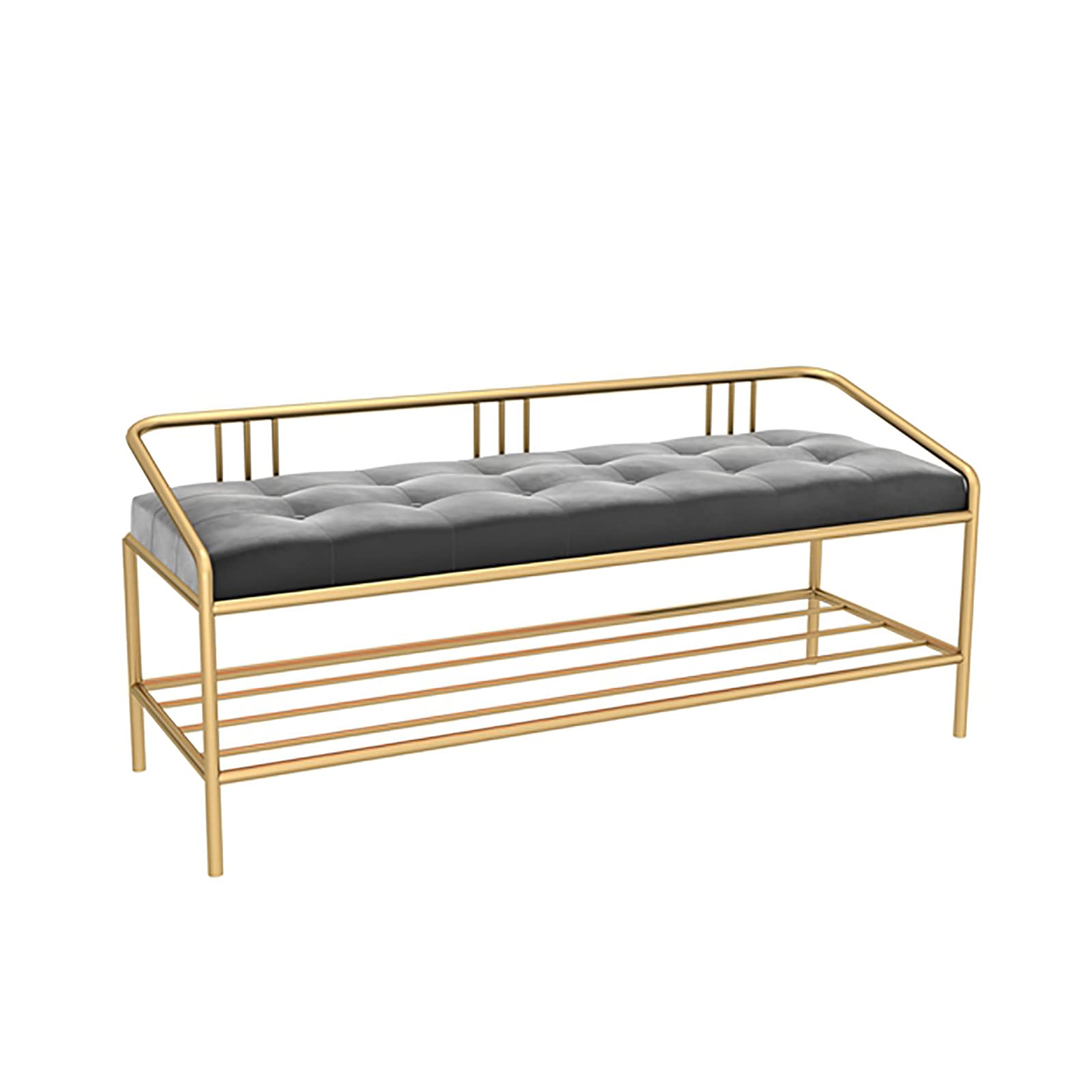 XIAOQIAO 80CM Entryway Shoe Storage Bench with Metal Frame, Soft Padded Seat & Gold Legs - Shoe Rack Organizer for Living Room, Hallway, Bedroom - Perfect for Small Spaces & Home Organization