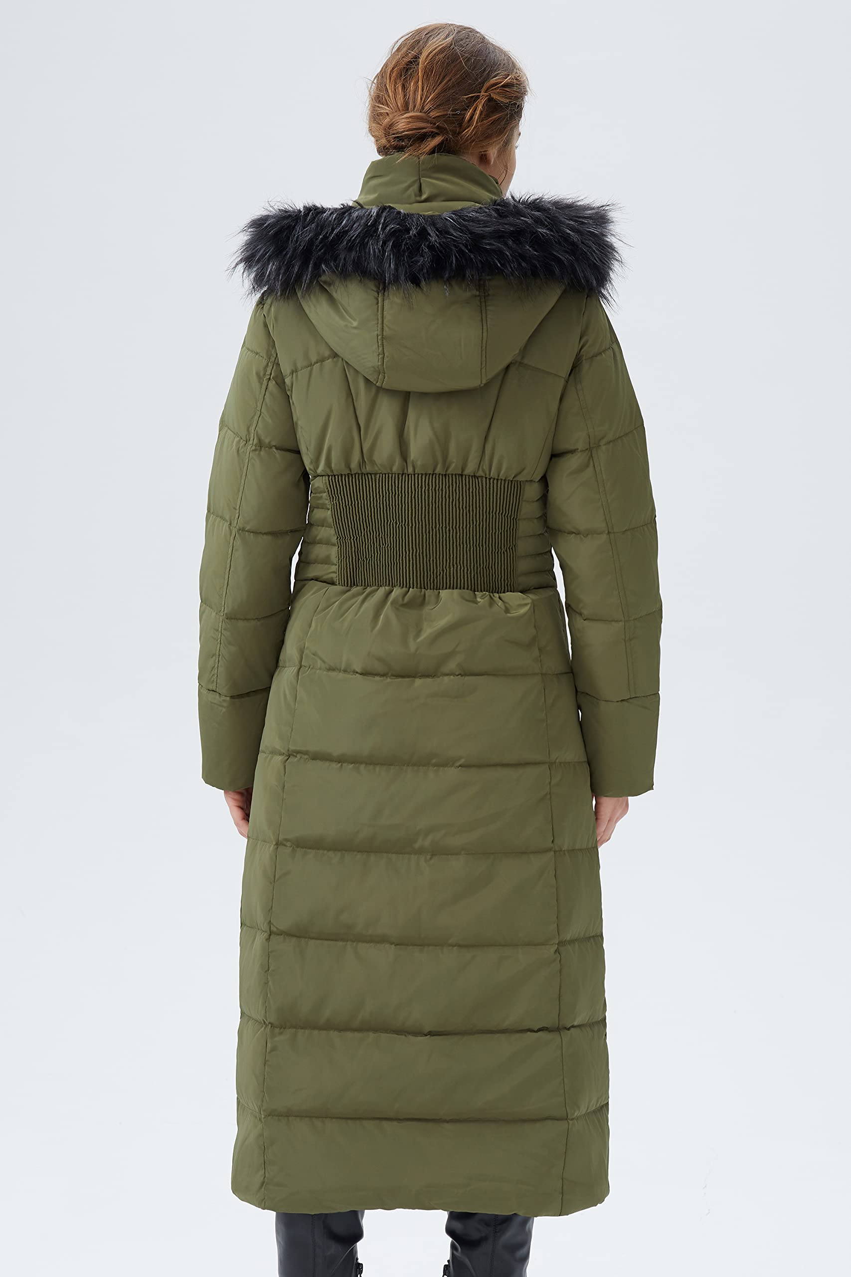 Orolay Women's Winter Warm Hooded Down Jacket with Fur Trim - Long Puffer Coat for Cold Weather, Outdoor Activities & Daily Wear