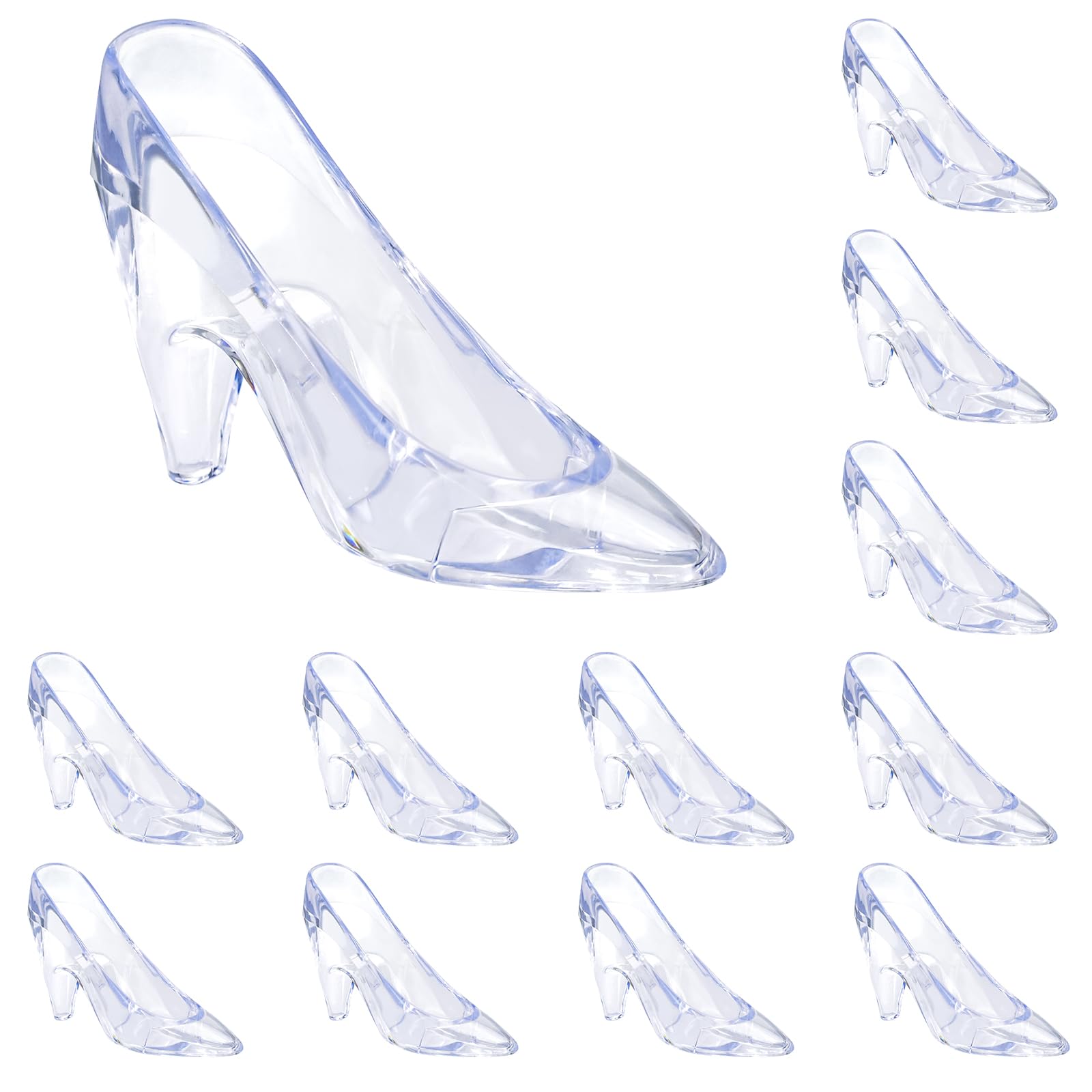 Cinderella Princess Slippers - 3.5 Inch Plastic Glass Heels for Weddings, Birthday Parties, Bridal Showers & Fairy Tale Themed Events | Perfect Party Favors & Decorations