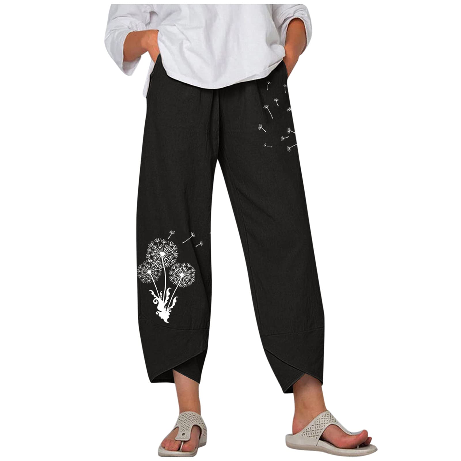 Women's High Waist Wide Leg Pants - Floral Print Elastic Waist Casual Trousers for Women | Perfect for Office, Travel & Everyday Comfort