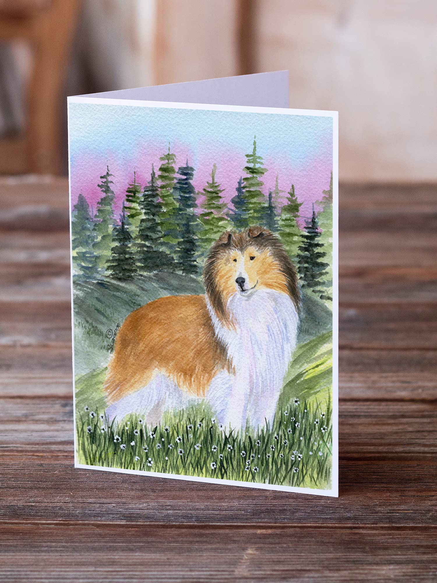 Caroline's Treasures Sheltie Dog Blank Greeting Cards - Pack of 8 A7 Size (5x7) Note Cards with Envelopes | Whimsical Canine Design for Birthday, Thank You & Holiday Cards | Perfect for Dog Lovers & Pet Owners