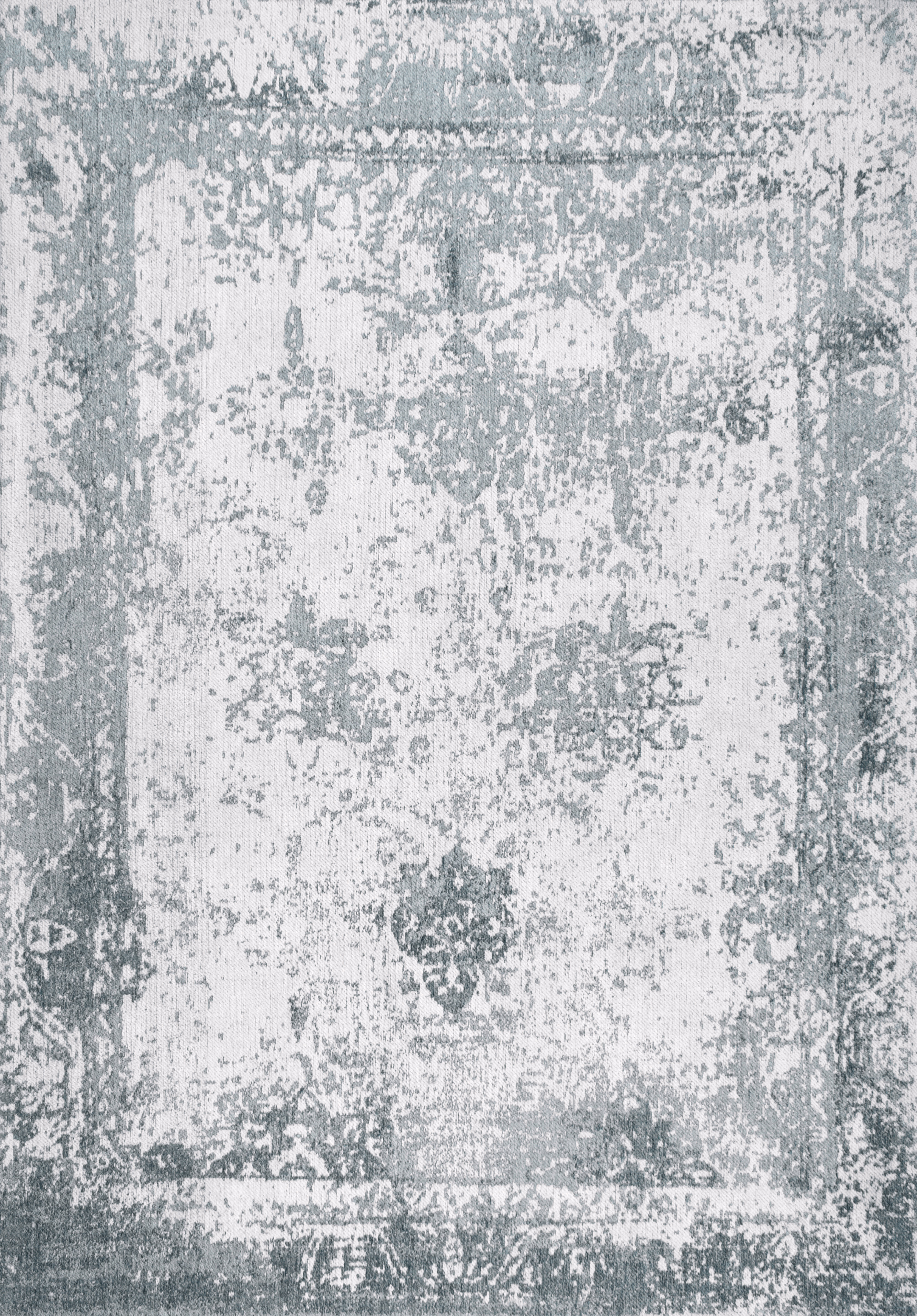 Faded Abstract Area Rug in Slate Blue - Soft Boho Chic Carpet for Living Room, Bedroom & Nursery Decor