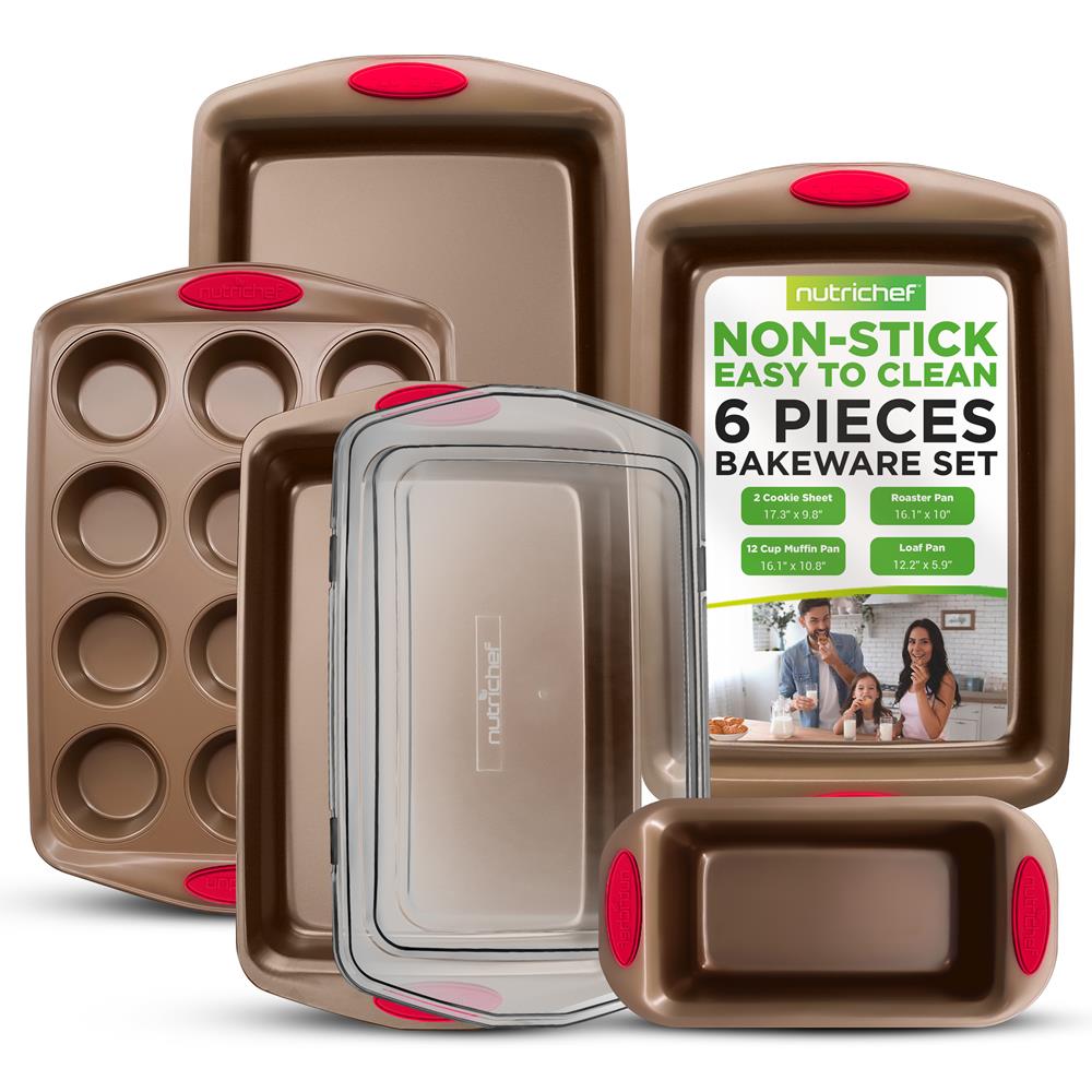 Non-Stick Baking Pans Set for Oven - 3 Piece Cookie Sheet, Pizza Pan & Cake Pan - Perfect for Baking, Roasting & Cooking (Home Kitchen & Restaurant Use)