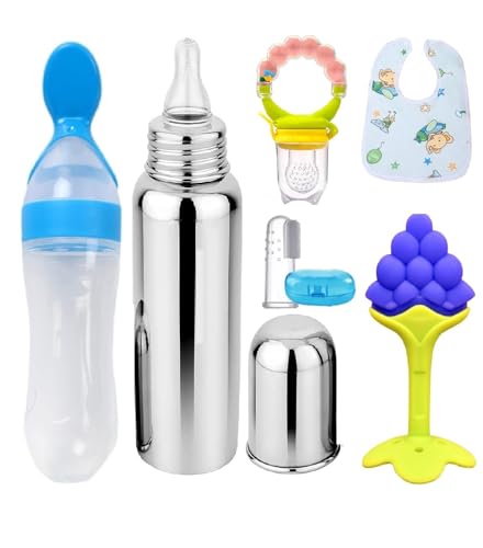 Blue With Rattle Feeder And Steel Bottle