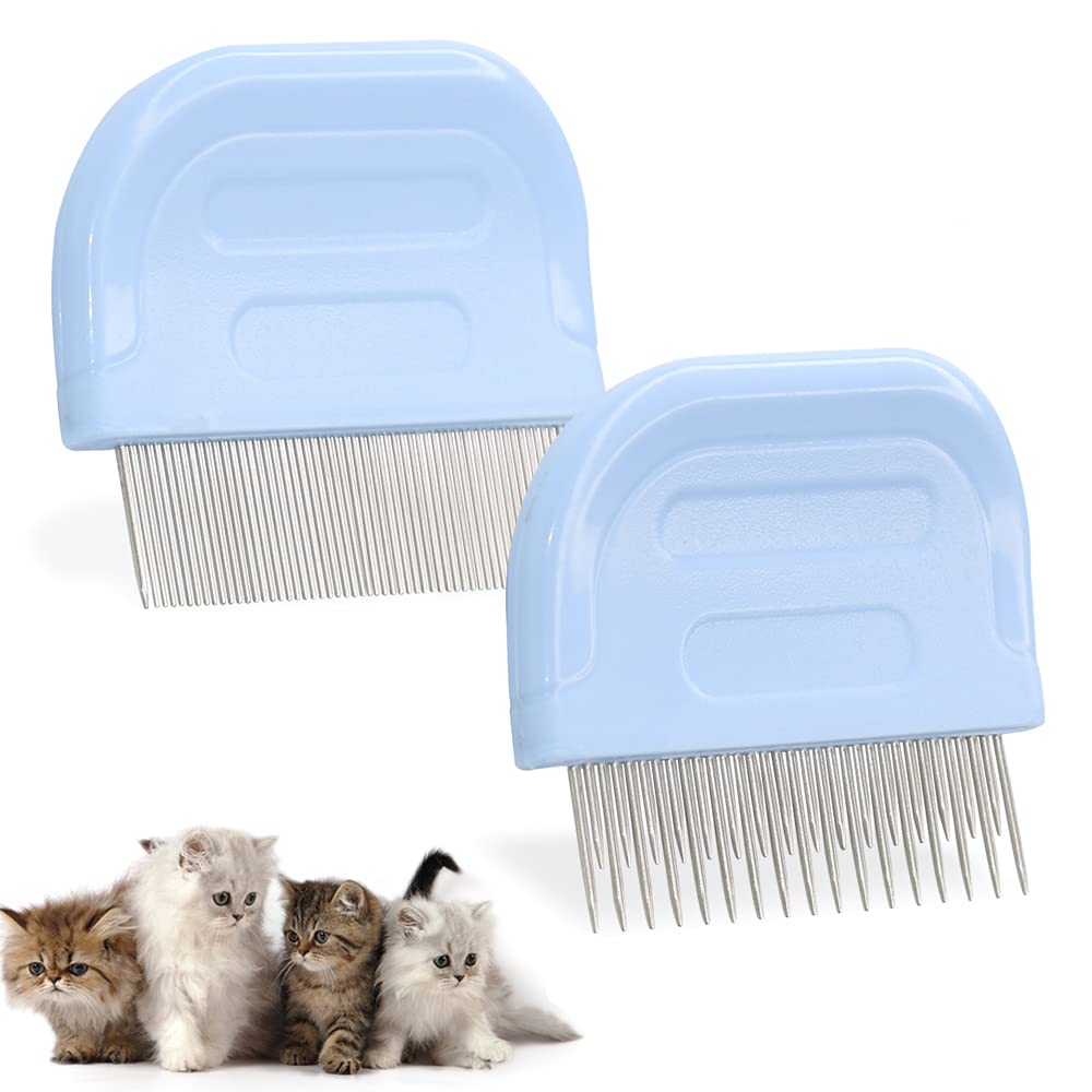 Premium Stainless Steel Pet Grooming Comb Set for Dogs & Cats - Long & Short Tooth Combs for Effective Hair Removal, Detangling Mats, Shedding & Dirt - Perfect for Small Animals & Daily Pet Care at Home