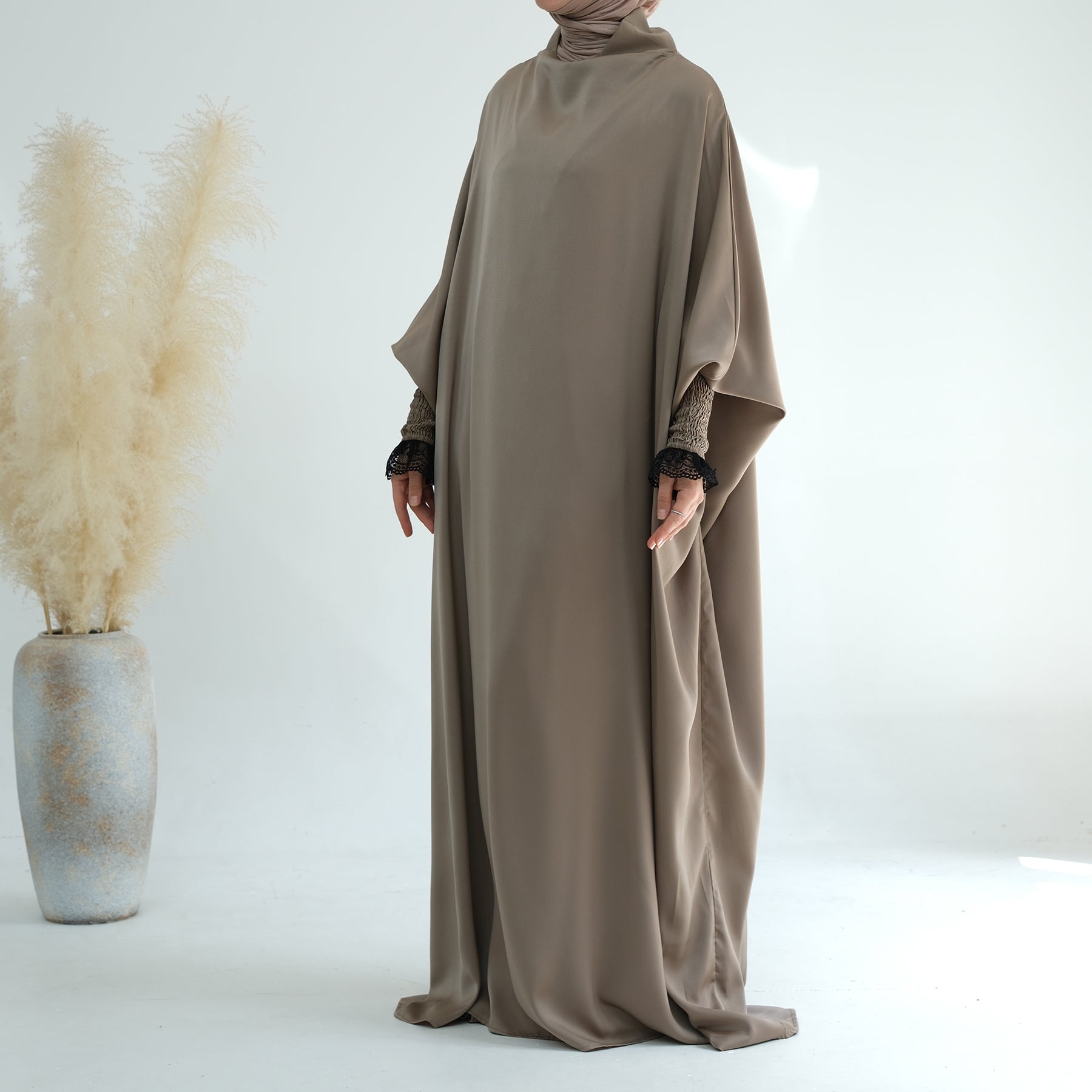 Marwa Satin Jilbab Ash - Premium Modest Muslim Prayer Scarf for Women - Perfect for Daily Wear, Prayer & Special Occasions