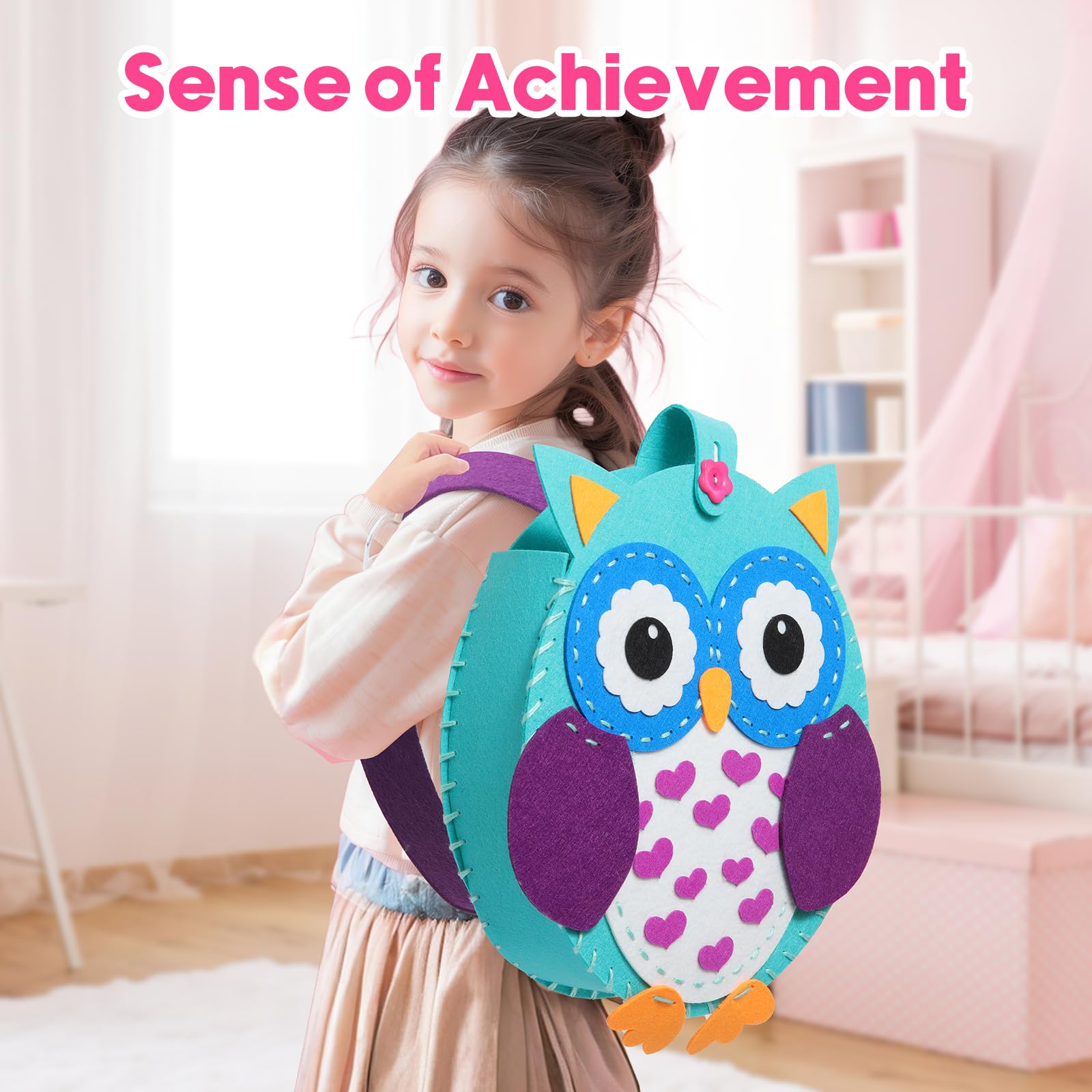 Sunrad Kids Sewing Kit for Beginners - DIY Unicorn & Animal Felt Crafts, 9 Easy Projects, Learn to Sew Educational Toy - Perfect Birthday Gift for Girls Ages 6-12 | Fun Arts & Crafts Activity for Home, School & Party Projects