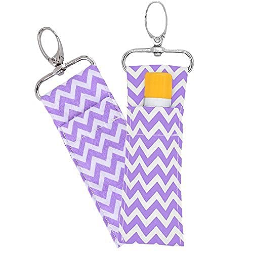 2-Pack Purple Lipstick Holder Keychain - Lip Balm Chapstick Pouch Strap with Key Ring for Women, Girls & Mothers - Perfect Gift for Makeup Lovers (Great for Purses, Travel & Everyday Use)
