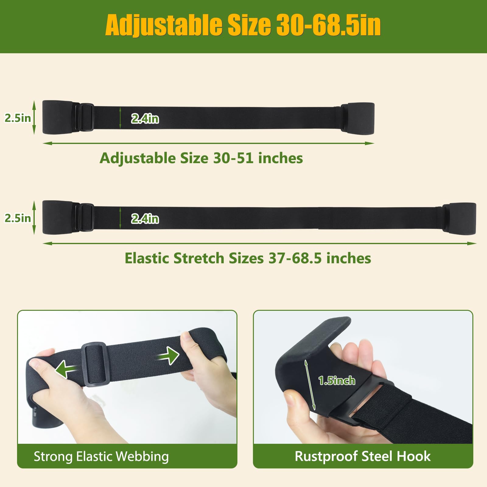 Adjustable Metal Trash Can Lid Lock Straps - Double Claw Garbage Bin Lock for Raccoons & Bears, Universal Fit Bungee Cord Belt (1 Pack) - Secure Outdoor Trash Cans from Wildlife & Pets