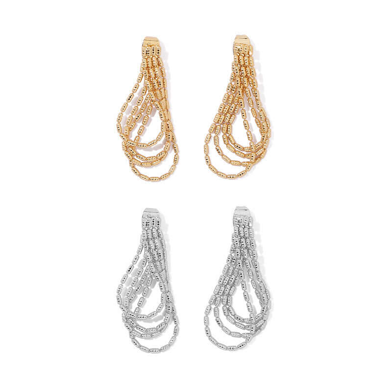 Elegant Gold and Silver Tassel Chain Drop Earrings QT2011 for Women | Fashion Dangle Earrings for Party, Wedding & Evening Occasions