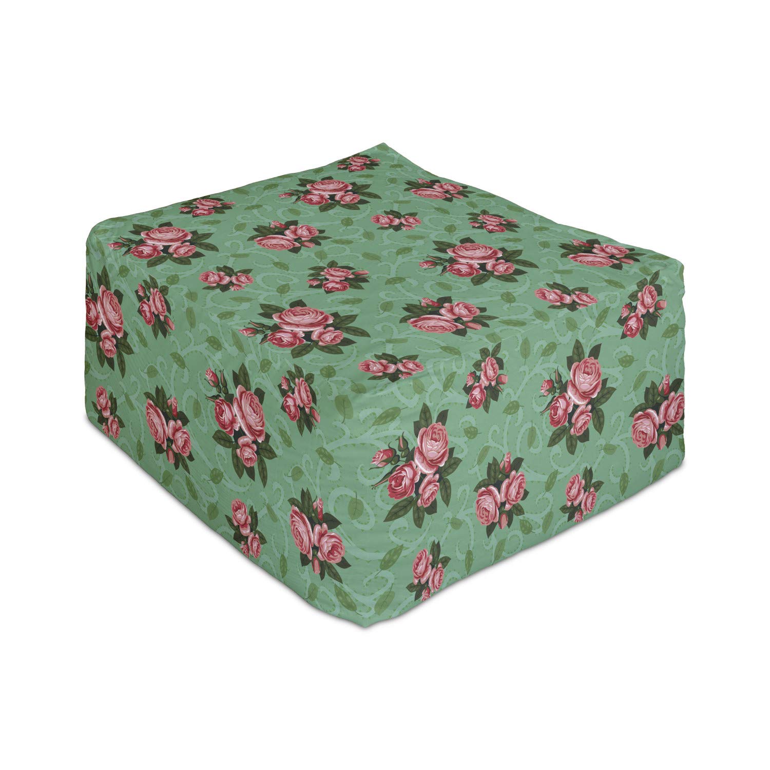 Ambesonne Vintage Floral Rectangle Pouf Ottoman - 25