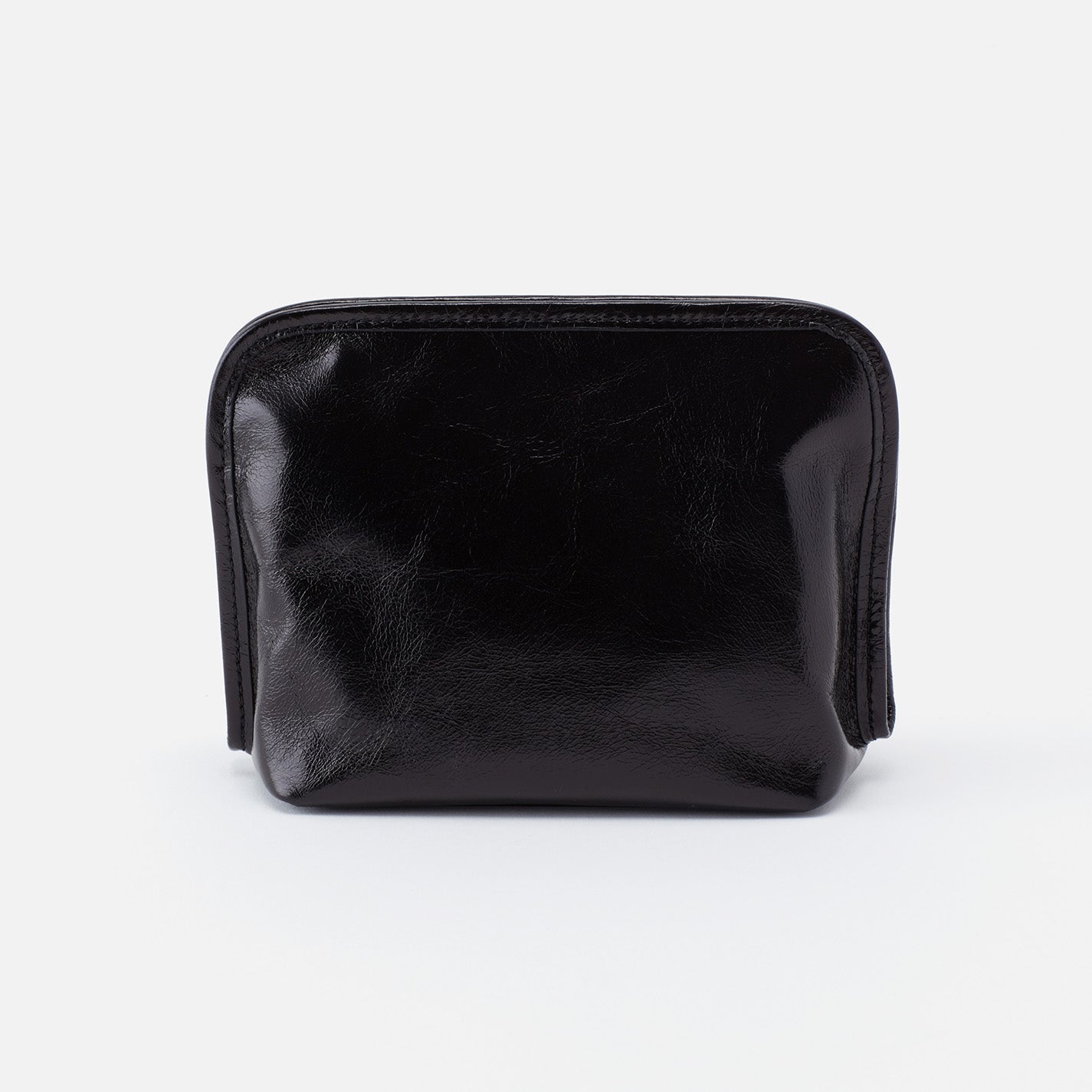 Premium Black Polished Leather Cosmetic Pouch for Makeup & Travel | Beauty Organizer for Toiletries, Brushes & Essentials | Perfect Gift for Women