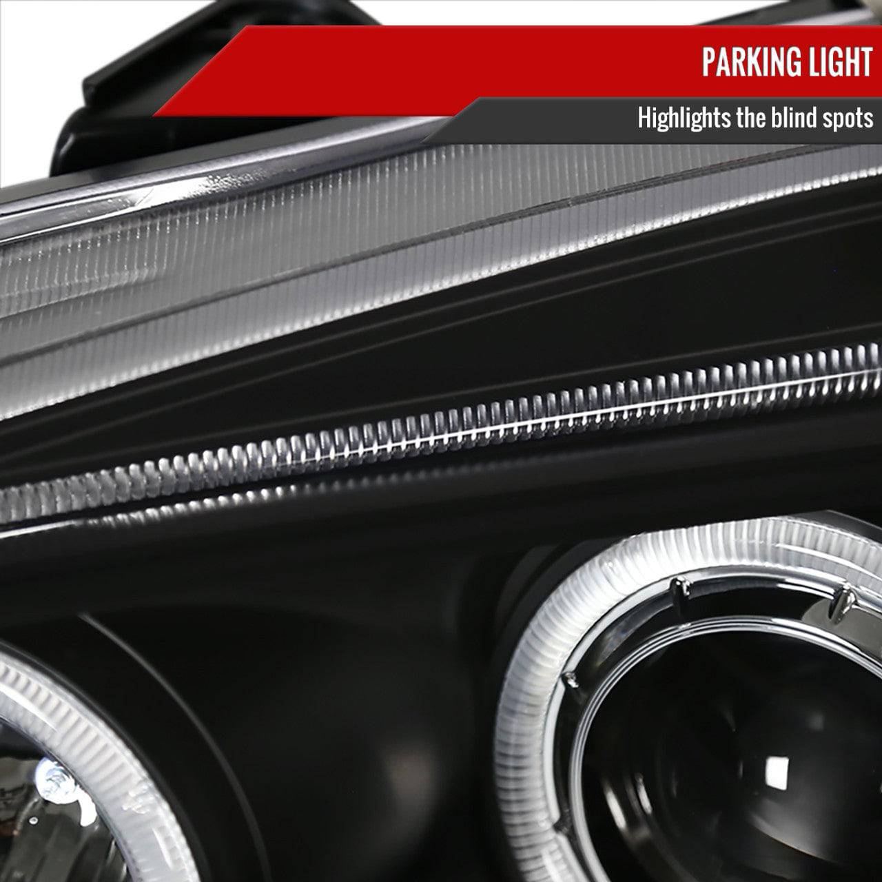 2002-2004 Acura RSX Halo Projector Headlights - Dual LED Angel Eye Headlight Assembly Replacement - Perfect for Night Driving & Car Upgrades
