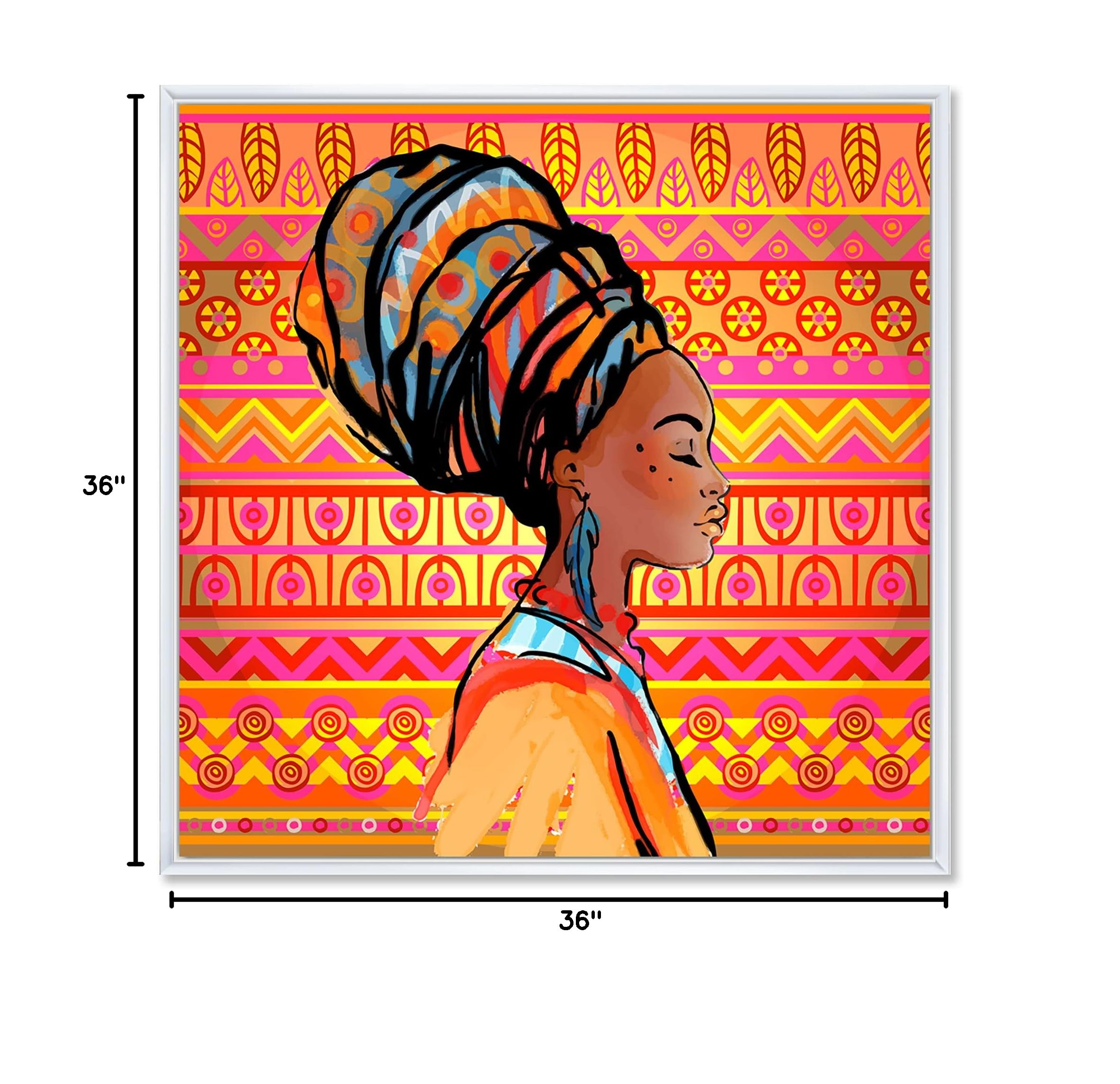 African American Woman With Turban Canvas Wall Art - Modern Framed Portrait Print for Living Room, Bedroom & Office Decor
