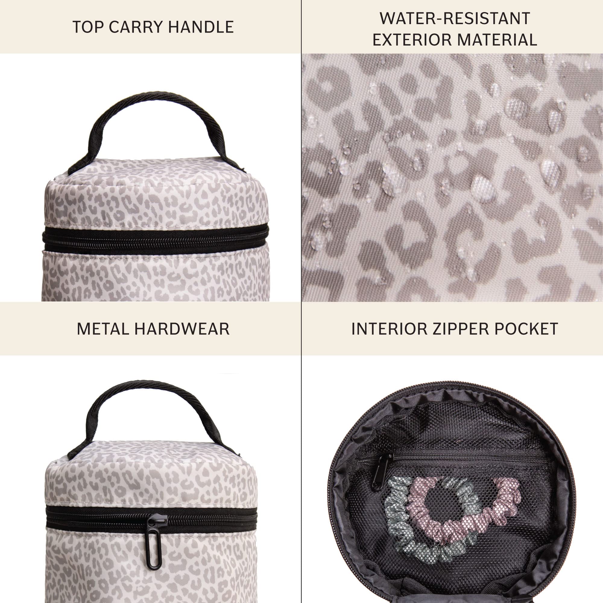 Jadyn Waterproof Cosmetic Makeup Bag for Women - Travel Toiletry Pouch with Zipper for Cosmetics, Brushes & Accessories - Desert Leopard Print Design - Perfect for Gym, Vacation & Daily Organization