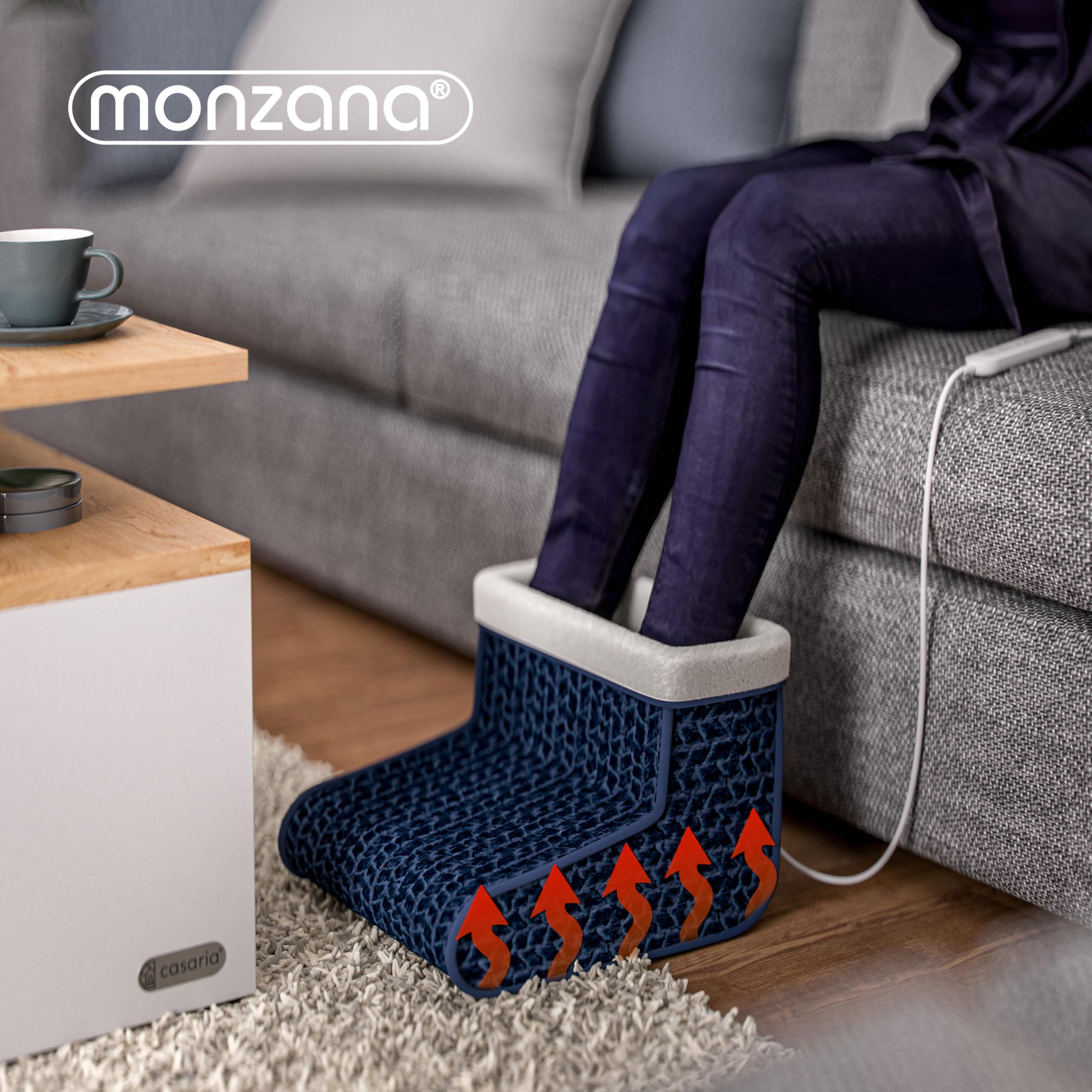 MONZANA® Electric Foot Warmer with 4 Heat Settings & Timer, Size 46.5 - Overheat Protection, Washable - Perfect for Winter, Home & Office Use