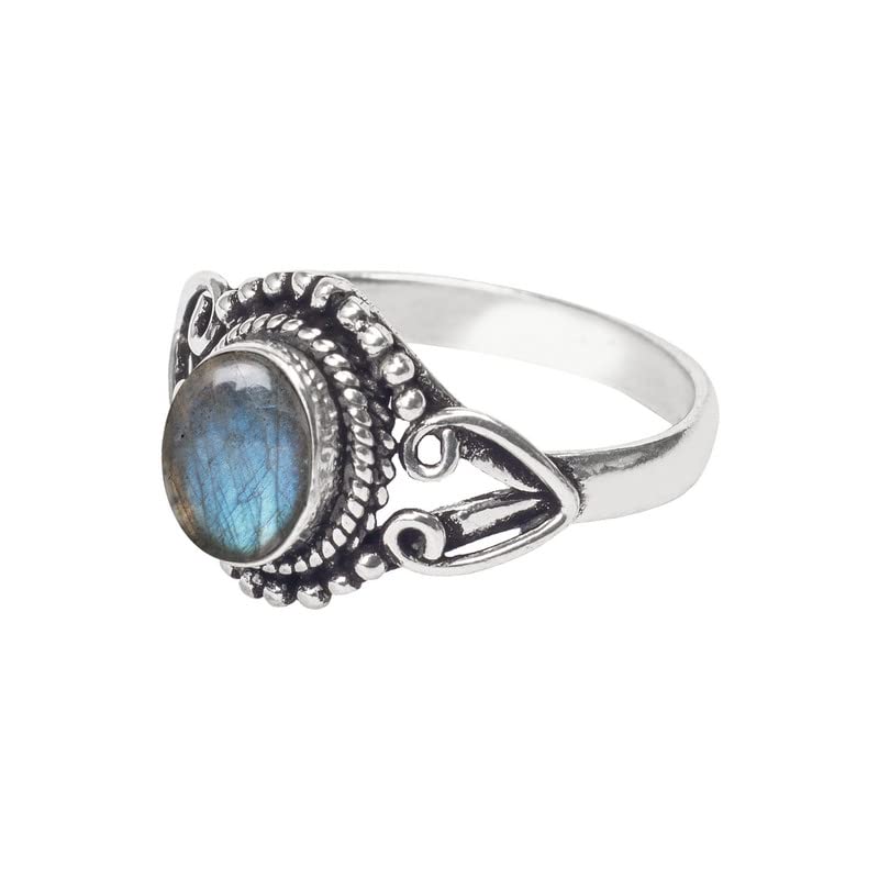 Labradorite Stone Silver Ring for Women - Handmade Bohemian Jewelry US Size 12 - Perfect Christmas Gift, Anniversary Present & Special Occasion Gift for Her - Ideal for Weddings, Date Nights & Boho Fashion