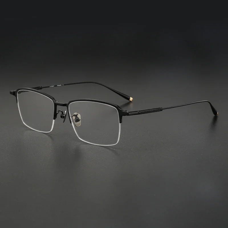 Aror Men's Semi-Rimless Square Titanium Eyeglasses Frame - Lightweight Durable Glasses for Work, Reading & Fashion (Model 10165)