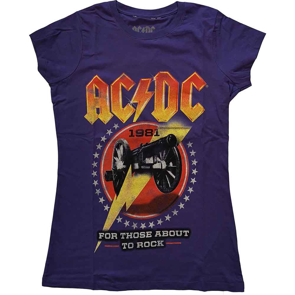 AC/DC Women's Vintage Rock Band T-Shirt | FTATR 81 Tour Graphic Tee | Perfect for Concerts, Music Festivals & Casual Wear