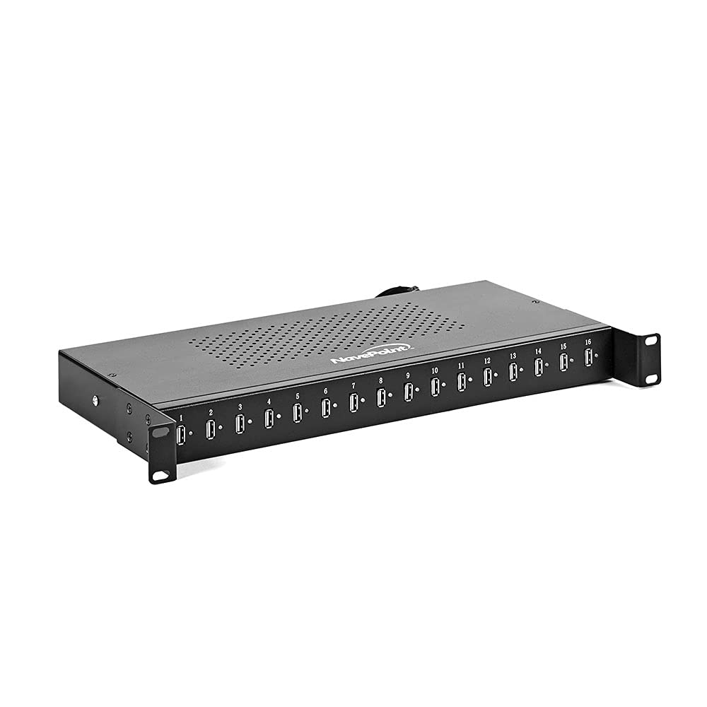 NavePoint 16-Port USB Charging Station | Fast 5V/3A 200W Power Hub | Horizontal Desktop Charger for Phones, Tablets & Devices | Office, Home & Travel Use