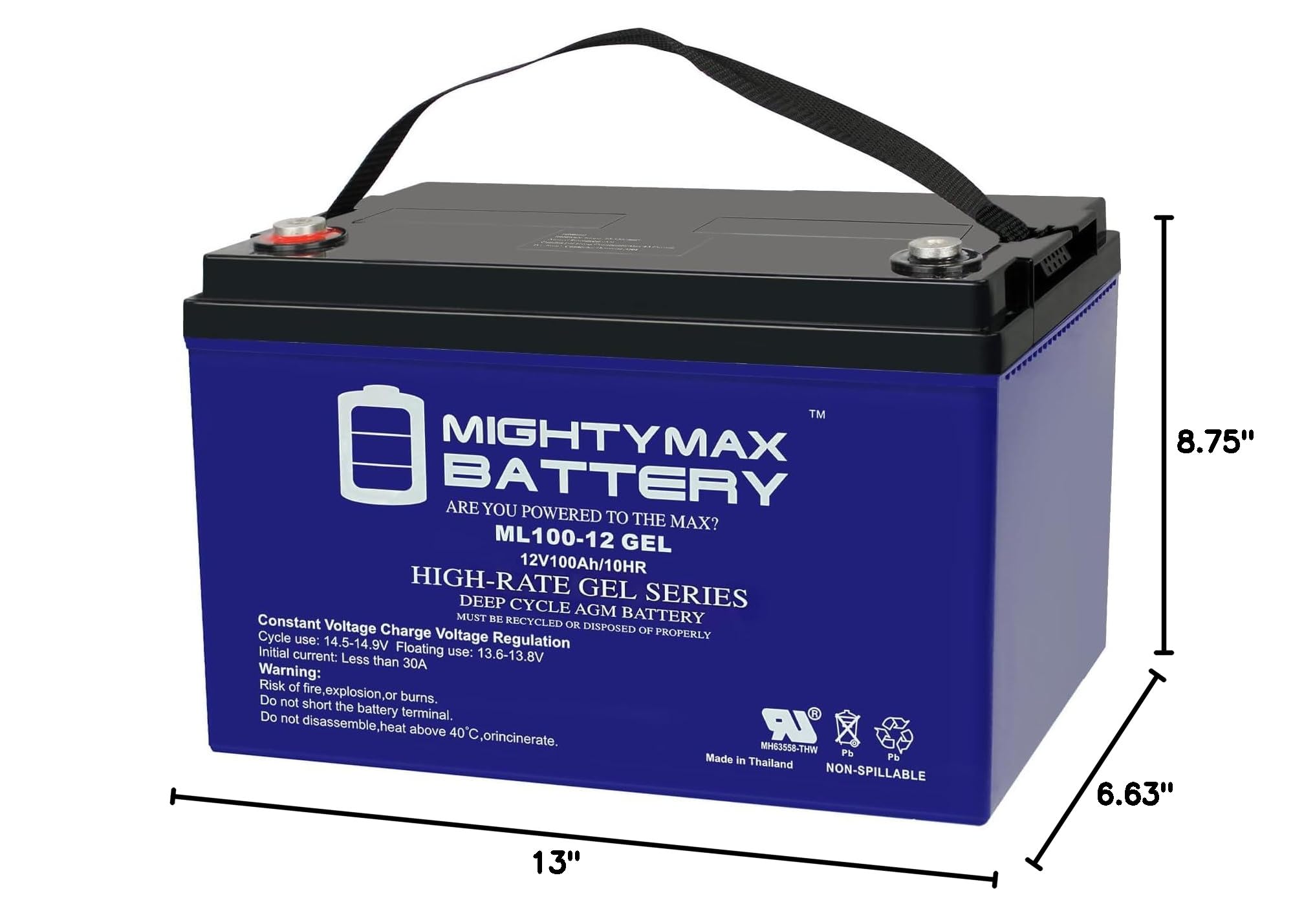 Mighty Max 12V 100AH GEL Deep Cycle Battery - Replacement for Jasco RB121000 - Perfect for Solar Power, RV, Marine & Off-Grid Applications