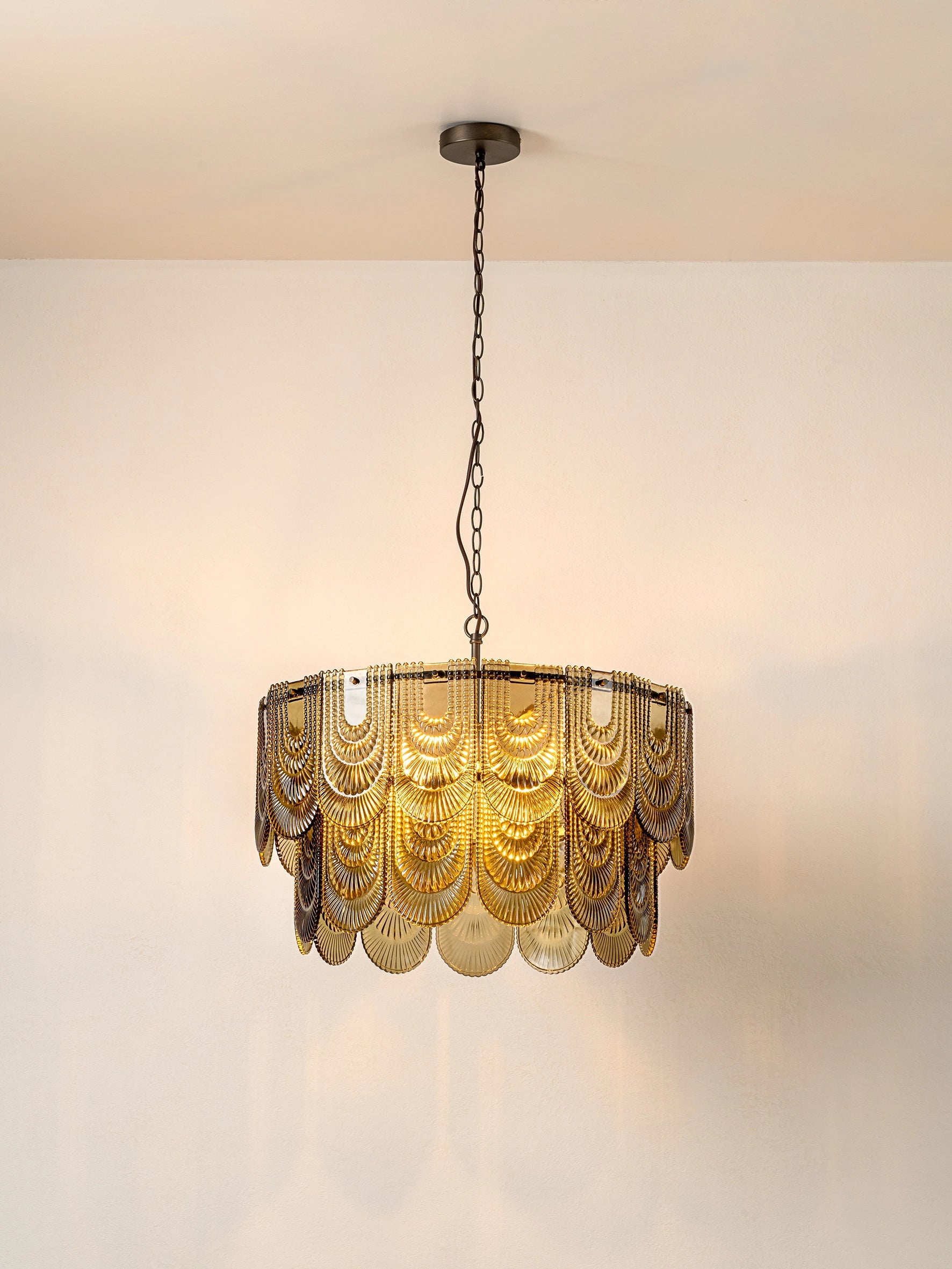 Selmes 4-Light Bronze Chandelier with Smoked Green Glass - Elegant Dining Room & Living Room Lighting Fixture