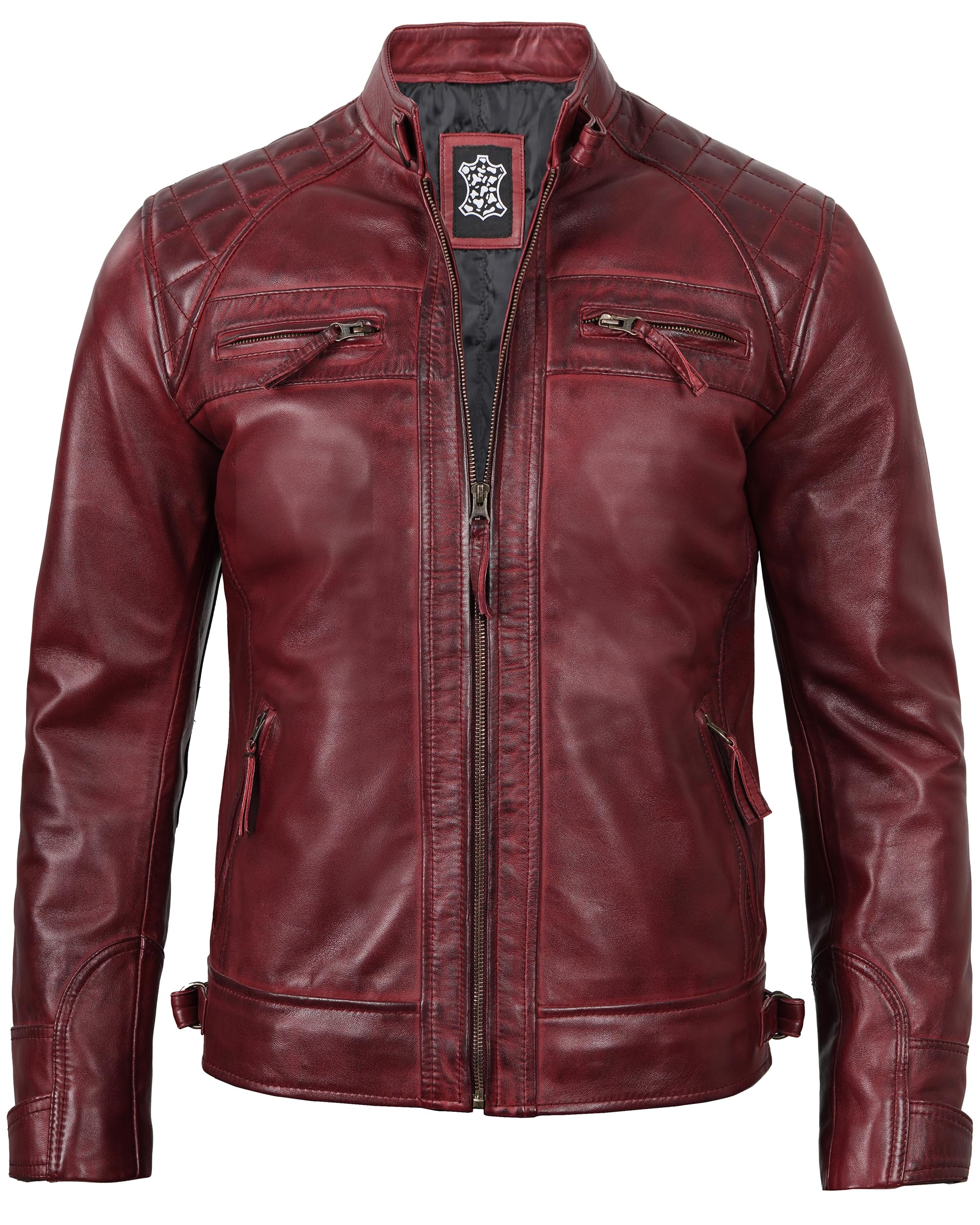 Blingsoul Men's Motorcycle Leather Jacket - Quilted Cafe Racer Biker Jacket for Men | Durable & Stylish Riding Gear for Cruising & Urban Fashion