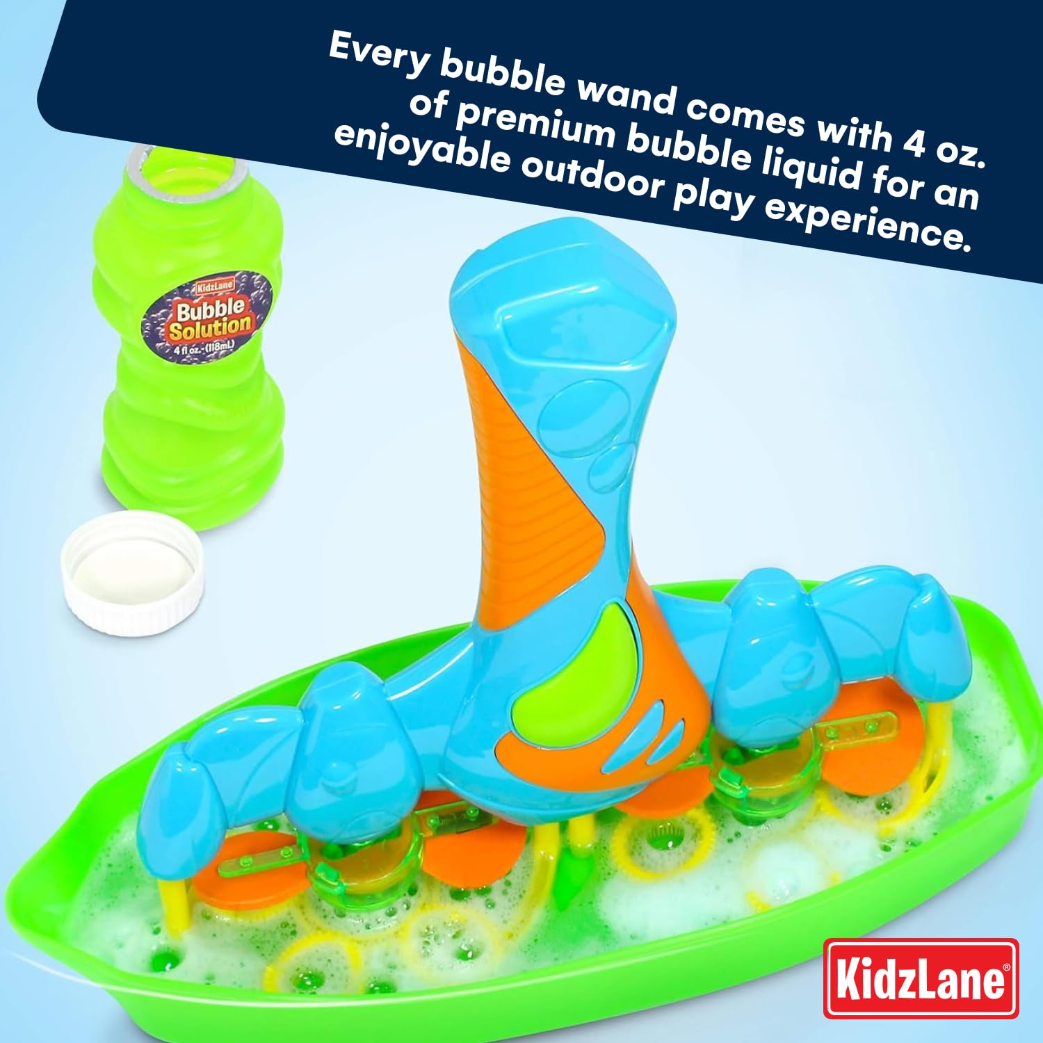 Kidzlane Bubble Blaster - Light Up Bubble Machine for Kids & Toddlers | Handheld Bubble Blower Wand with 4oz Solution | Outdoor & Indoor Bubble Toy for Ages 3+ | Perfect for Birthday Parties, Backyard Play & Summer Fun