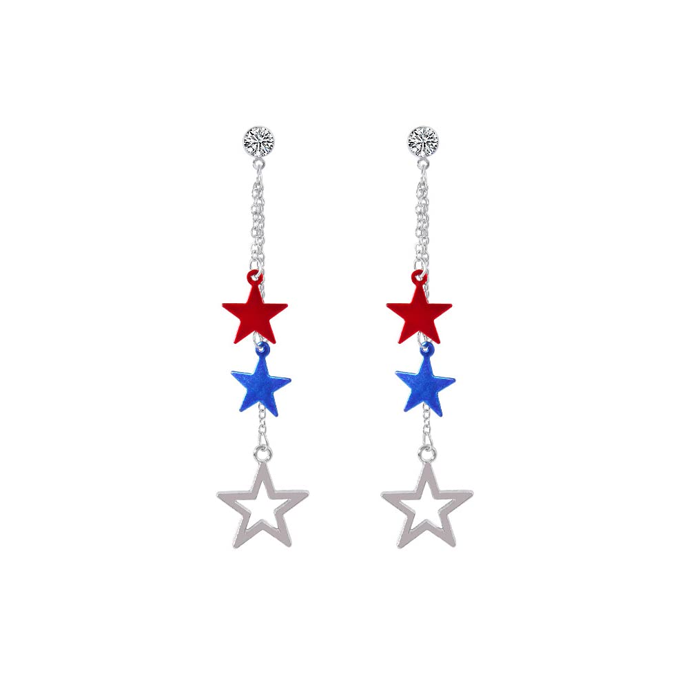USA Flag Earrings - Patriotic Red White Blue Dangle Earrings for Women | 4th of July, Independence Day Jewelry | Perfect for Parties, Festivals & Patriotic Events
