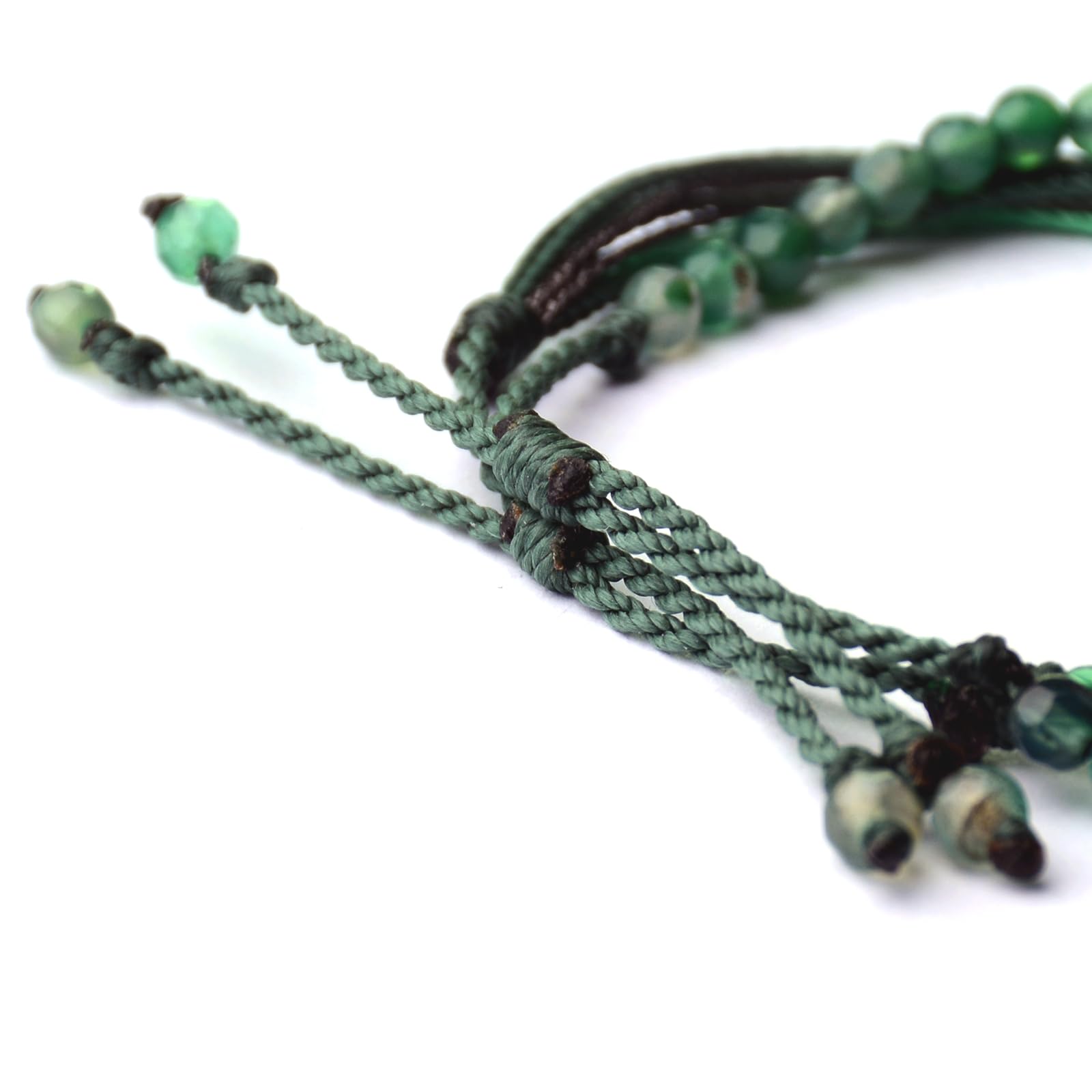 Mezcla Vida Agate Beaded Bracelets for Women - Adjustable String Bracelet Set with Natural Stones, Boho Style Jewelry Gift for Friends (Green, 2 Pack) | Perfect for Yoga, Meditation, and Everyday Boho Fashion