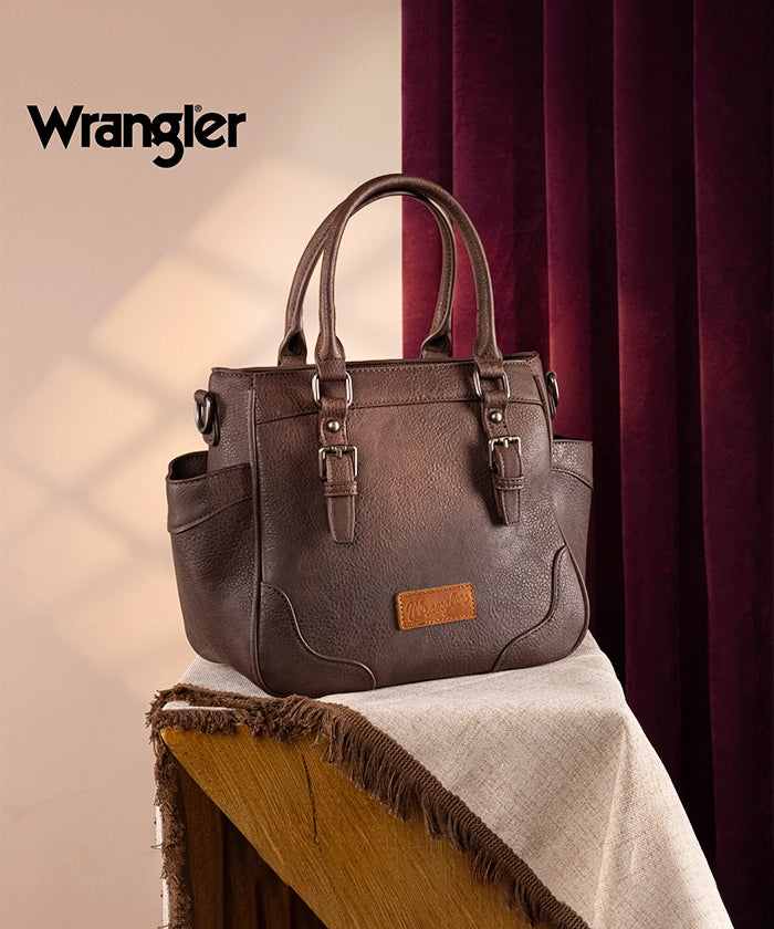 Wrangler Genuine Leather Buckle Tote Bag for Women - Stylish & Durable Handbag for Work, Travel & Everyday Use