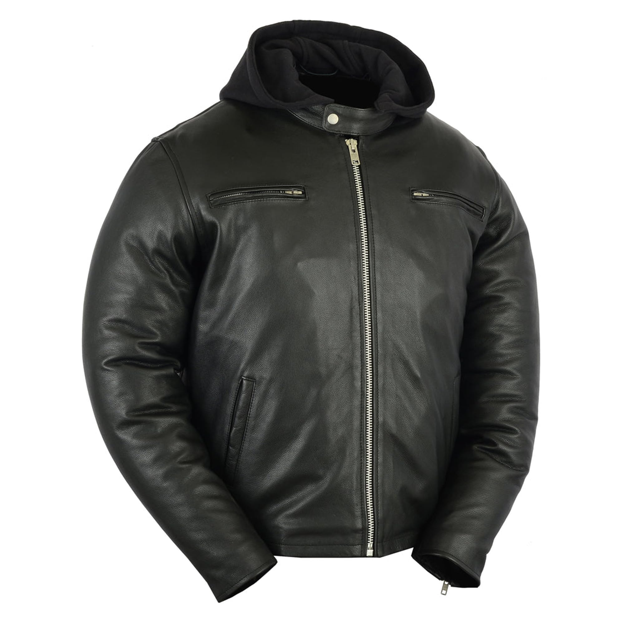 Daniel Smart Men's Leather Motorcycle Jacket - Stylish Cruiser Biker Jacket with Concealed Armory Pockets for Riding & Outdoor Adventures