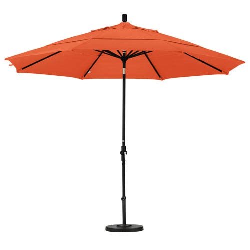 11 ft. California Umbrella with Aluminum Double Vent & Tilt - Sunbrella Fabric Market Umbrella, Matte Black Pole in Tuscan Orange - Perfect for Patio, Garden, Poolside & Outdoor Dining Areas