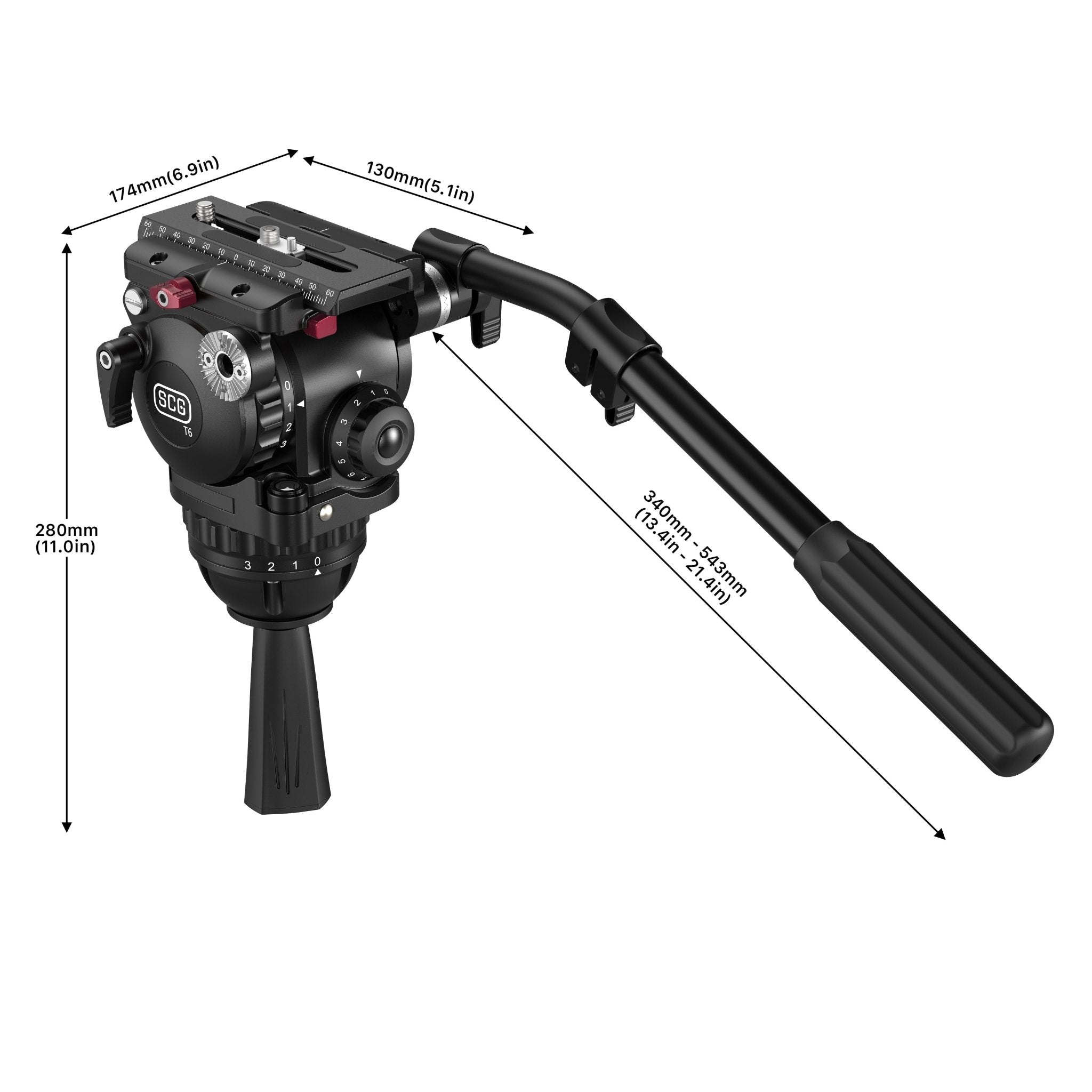 SCG T6 Professional Fluid Head Tripod - Smooth 360° Pan & Tilt for DSLR Cameras & Video - Perfect for Vlogging, Filmmaking & Photography