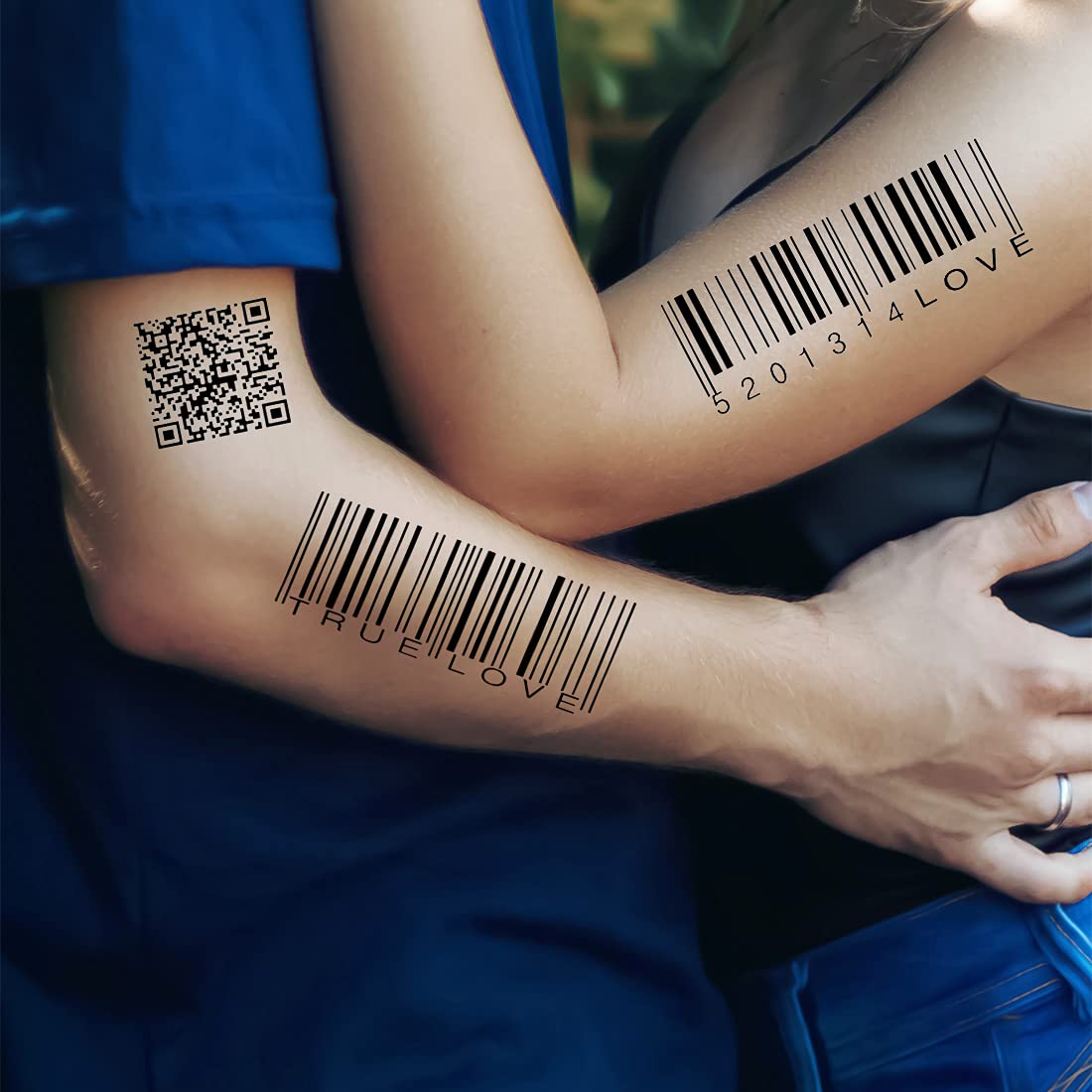 Koinstec Temporary Tattoo Stickers - True Love Barcode Design, Waterproof Body Art for Men & Women | Perfect for Parties, Festivals & Costume Events