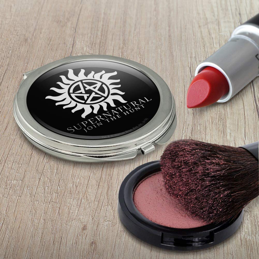 Supernatural Anti-Possession Symbol Compact Mirror - Gothic Travel Makeup Mirror for Purse, Handbag & Cosmetics | Perfect for Halloween, Witchcraft & Supernatural Fans