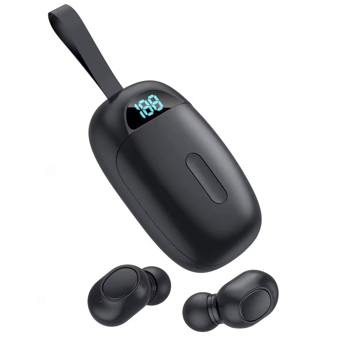 Wireless Bluetooth Earbuds with Active Noise Cancelling, 8D Bass & LED Display - IPX4 Waterproof/Sweatproof, 24H Playtime with Power Bank - Compatible with Honor X7b & All Bluetooth Devices (Black) | Perfect for Gym, Running, Travel & Workouts