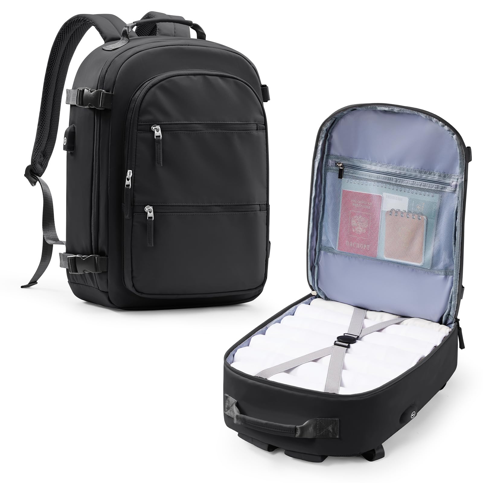 Women's Travel Backpack 18x13x8in - Flight Approved USB Charging Waterproof Carry-On for Commuting & Weekend Trips