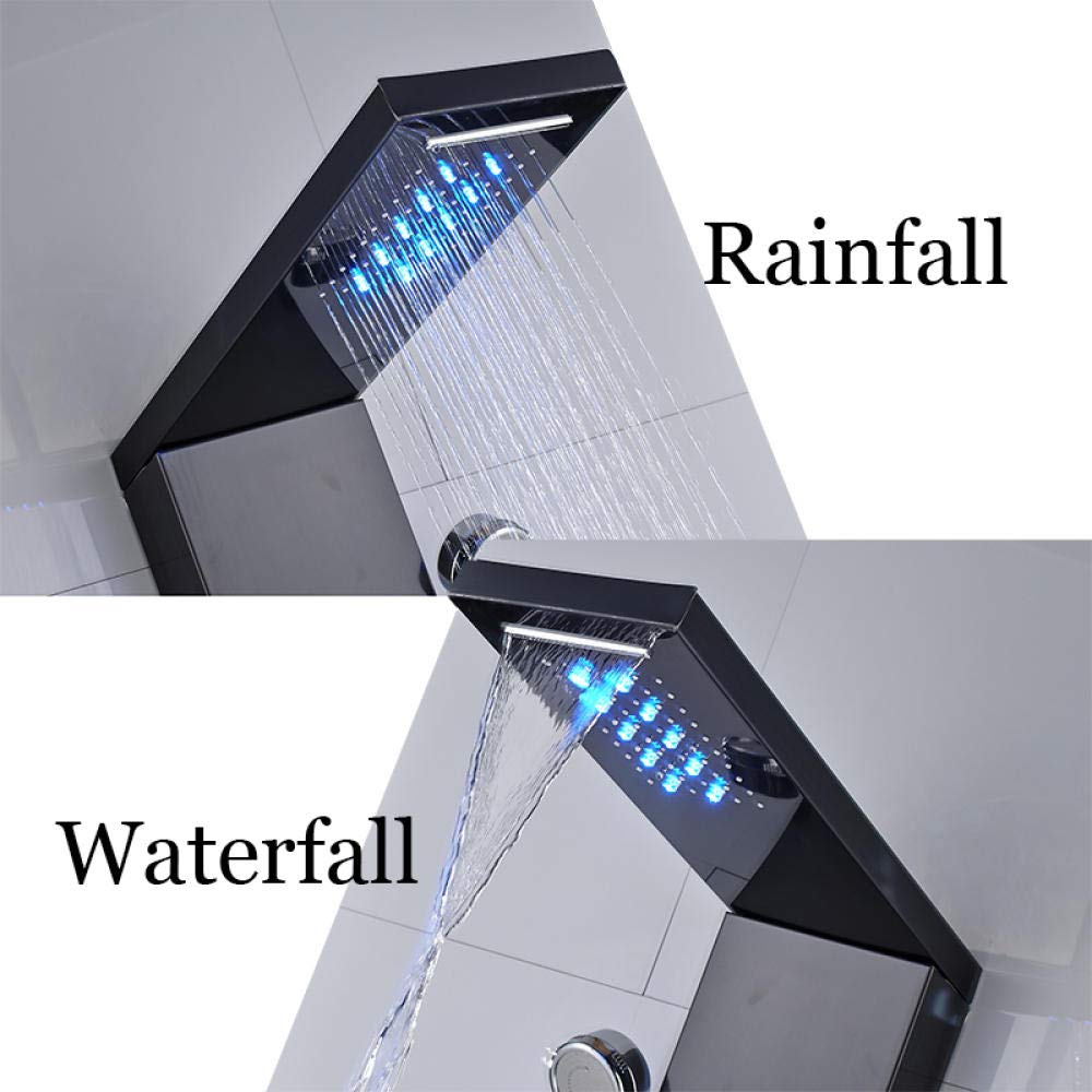 Digital LED Temperature Display Shower Panel System - Modern Bathroom Tower Column with Adjustable Body Massage Jets & LED Shower Head for Spa-Like Relaxation | Perfect for Master Bathrooms & Luxury Home Renovations