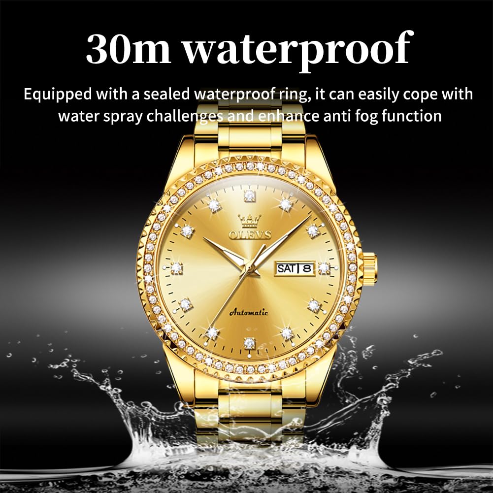 OLEVS Men's Automatic Mechanical Watch - Skeleton Design, Waterproof, Stainless Steel Band - Perfect for Business, Casual & Outdoor Activities