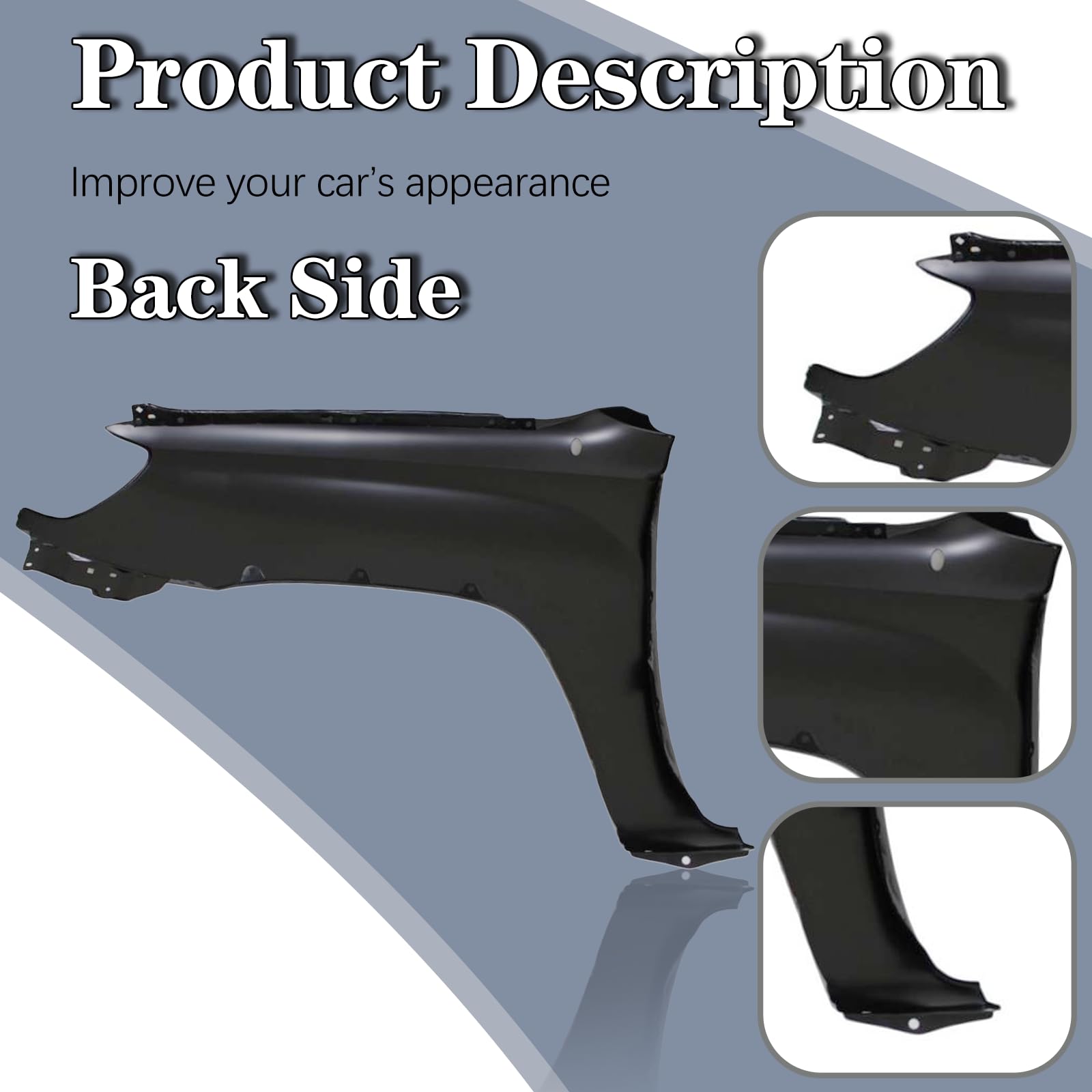 CarPartsDepot Front Right Passenger Fender Replacement for 2005-2015 Toyota Tacoma 2WD - TO1241206 5381104090 | Perfect Fit for Off-Roading & Daily Driving