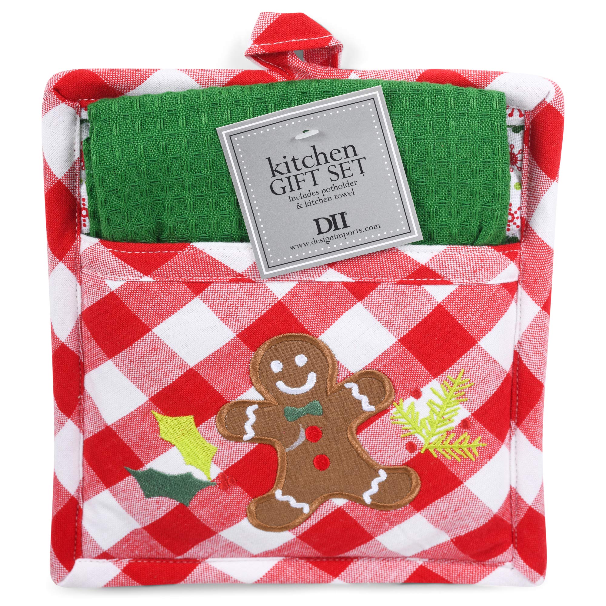 Christmas Gingerbread Man Potholder Set - Heat Resistant Kitchen Mitts & Pot Holders - Holiday Baking & Cooking Accessories - Perfect Gift for Bakers & Home Chefs