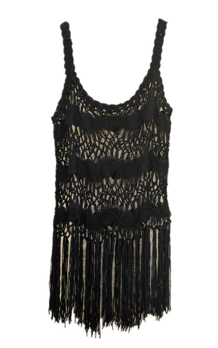 Hippie Fringe Vest Crochet Crop Top - Boho Chic Handmade Crochet Vest for Women | Perfect for Music Festivals, Beach Cover-Up & Summer Outfits