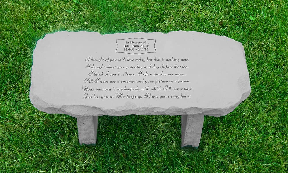 Kay Berry 'I Thought of You with Love' Personalized Fused Glass Memorial Bench - Medium Size for Garden, Cemetery, or Outdoor Tribute